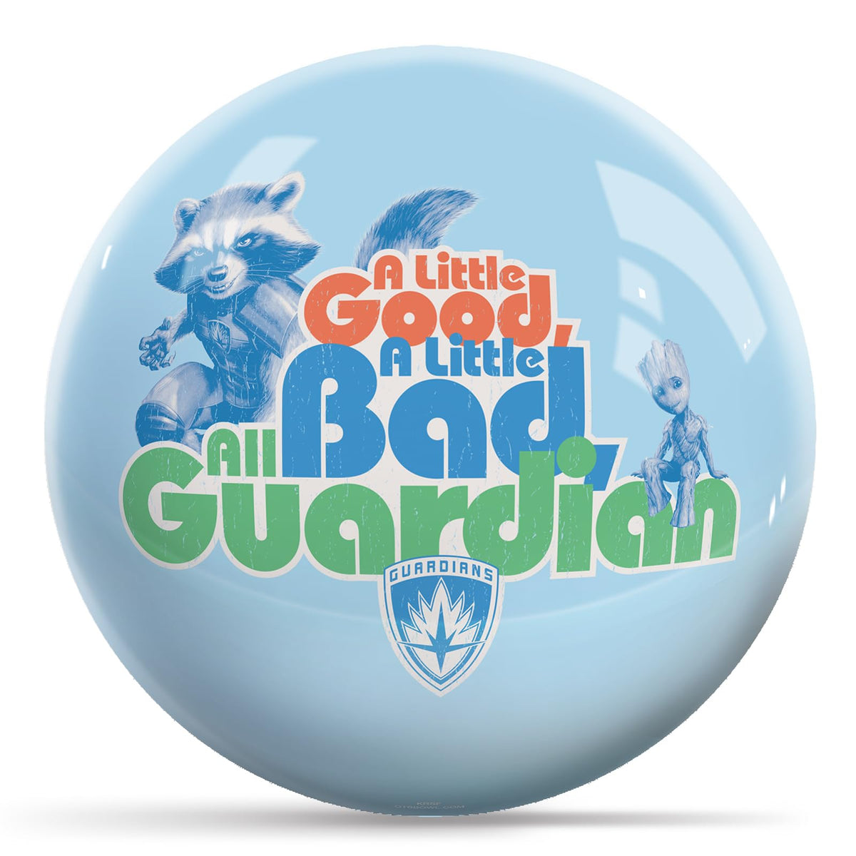 KR Strikeforce Marvel Guardian of the Galaxy Groot and Rocket Undrilled Bowling Ball (6, Pounds) - view 1