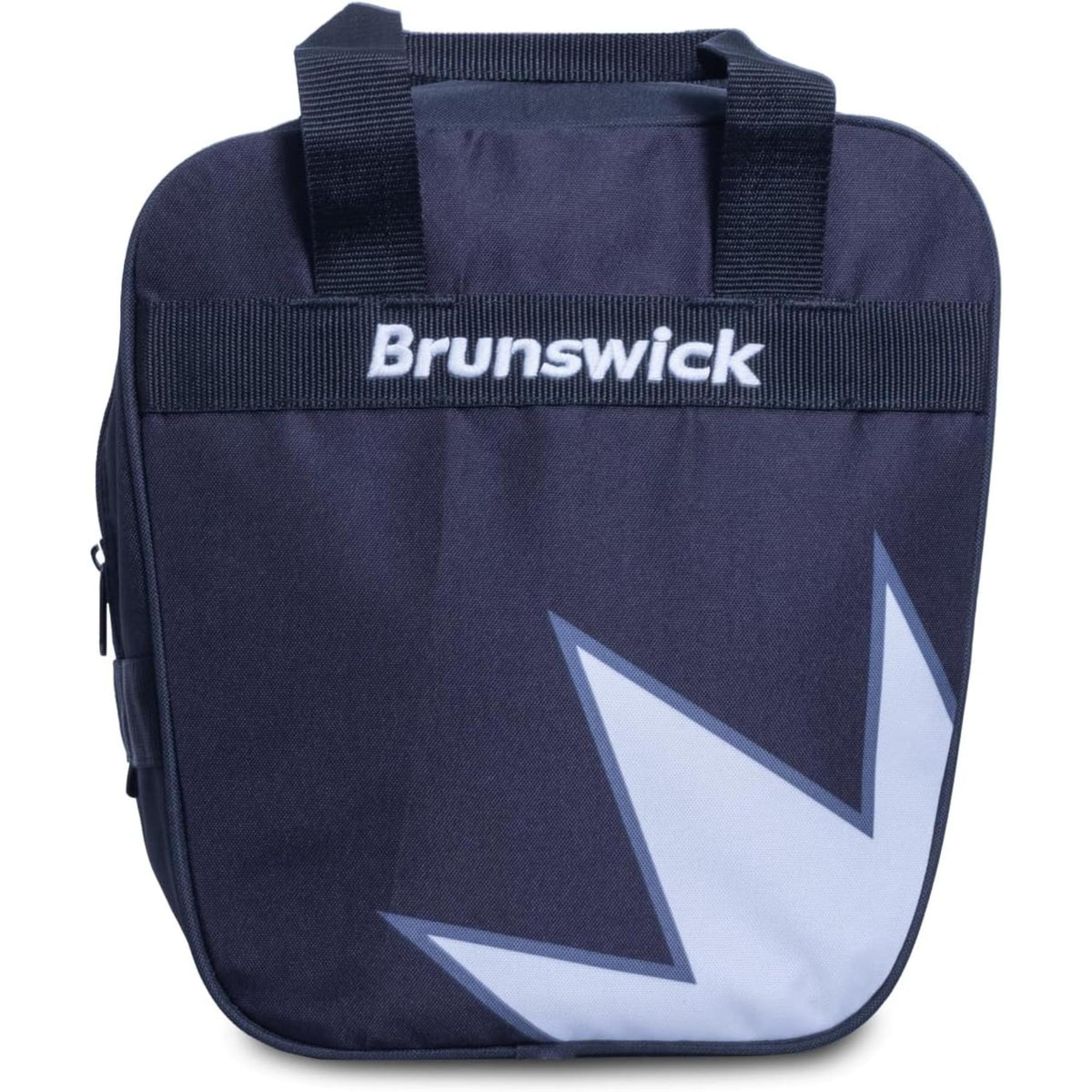 Single bowling ball tote bag with dual carry handles, zippered main compartment, and front panel featuring a bold graphic design and brand logo.