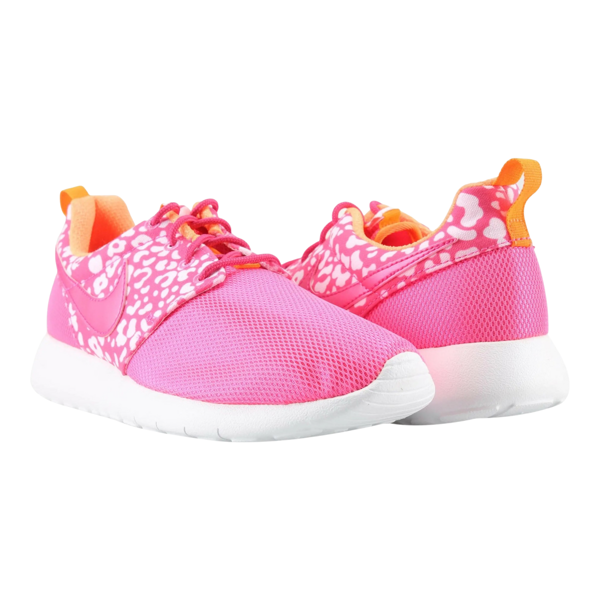 Nike Roshe One Print Big Kids' (GS) Running Shoes — Pink Power/Polarized Pink-Black Mesh