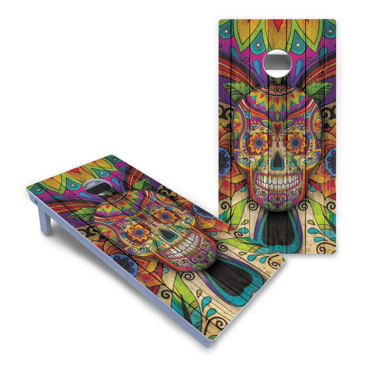 Sugar Skull Cornhole Boards - All Weather Series - Colorful