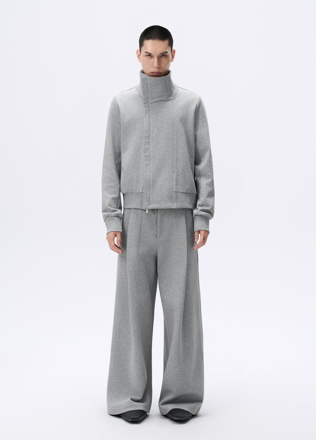 25FW GREY ZIP CROPPED JACKET