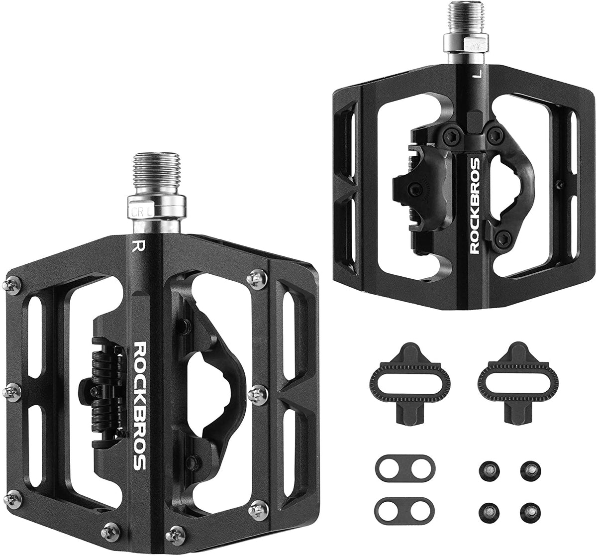 Multi-Function Clipless Flat Bike Pedals in Black (Pair)