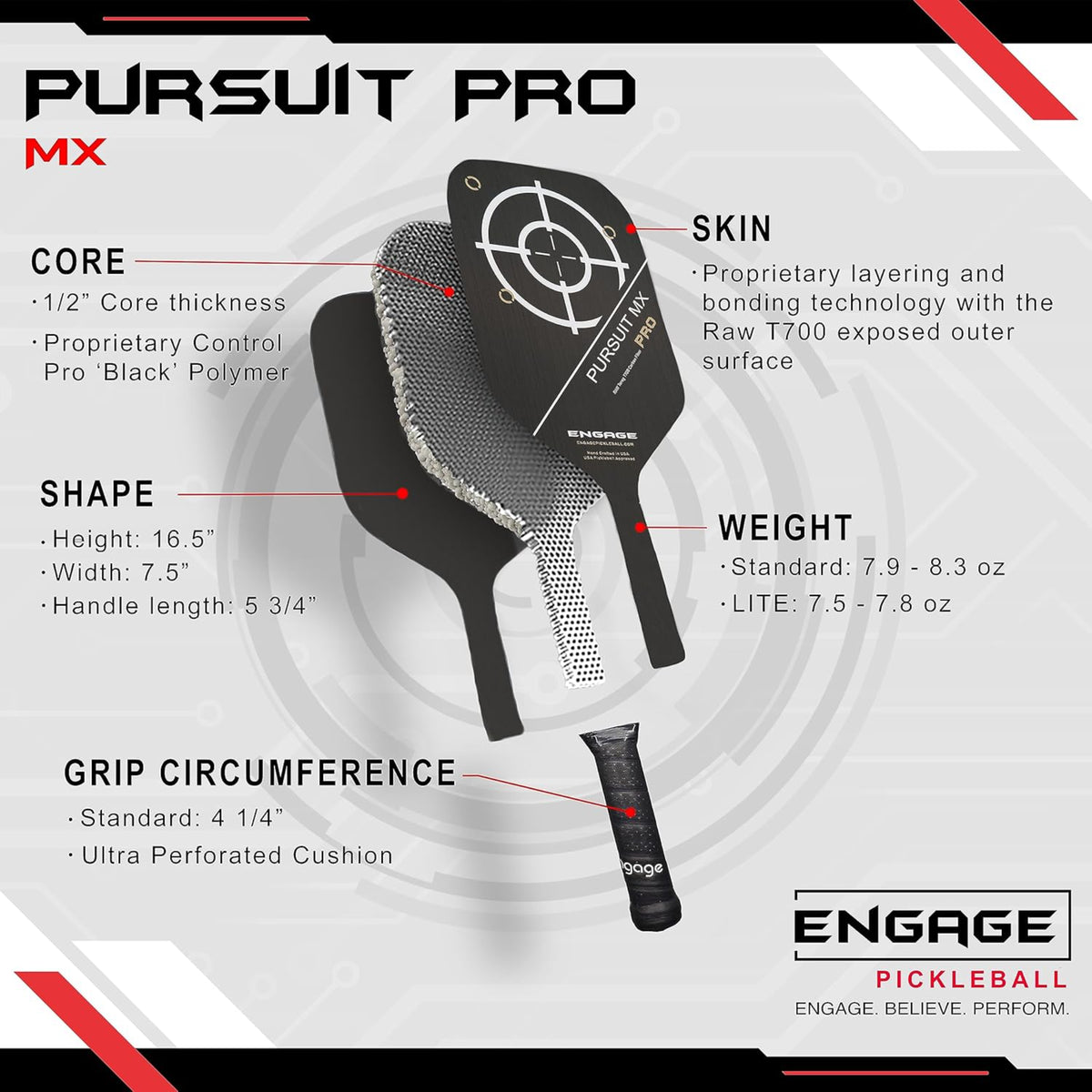 Engage Pursuit Pro MX Pickleball Paddle