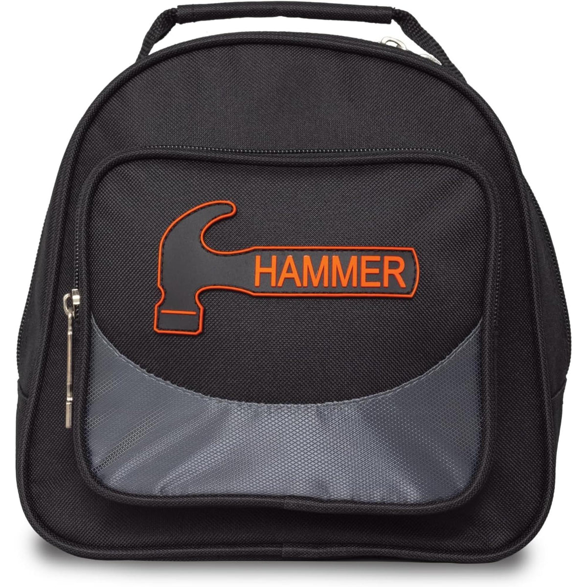 Single tote bowling bag with top handle, zippered compartments, and front accessory pocket for carrying a bowling ball and essentials.