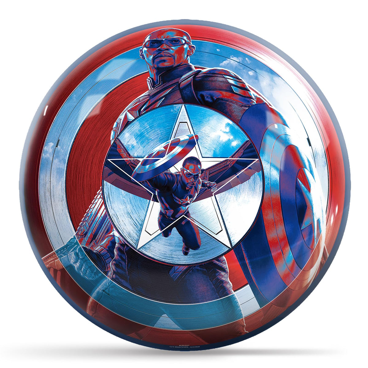 KR Strikeforce Marvel Avengers Captain America Sam Wilson Undrilled Bowling Ball (6, Pounds) - view 1
