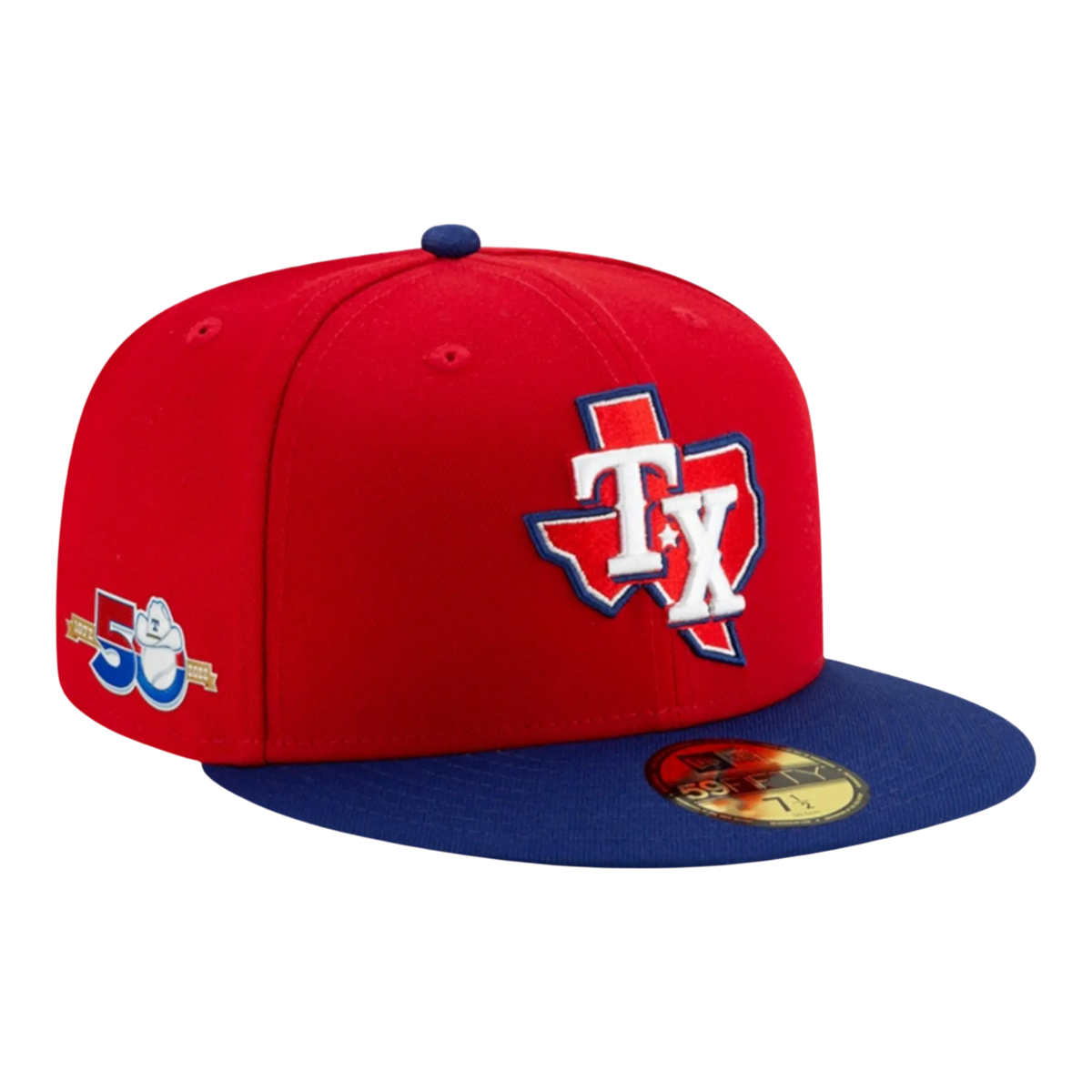 New Era 59FIFTY Texas Rangers 50th Anniversary Alternate 3 Men's Fitted Hat — Red/Royal