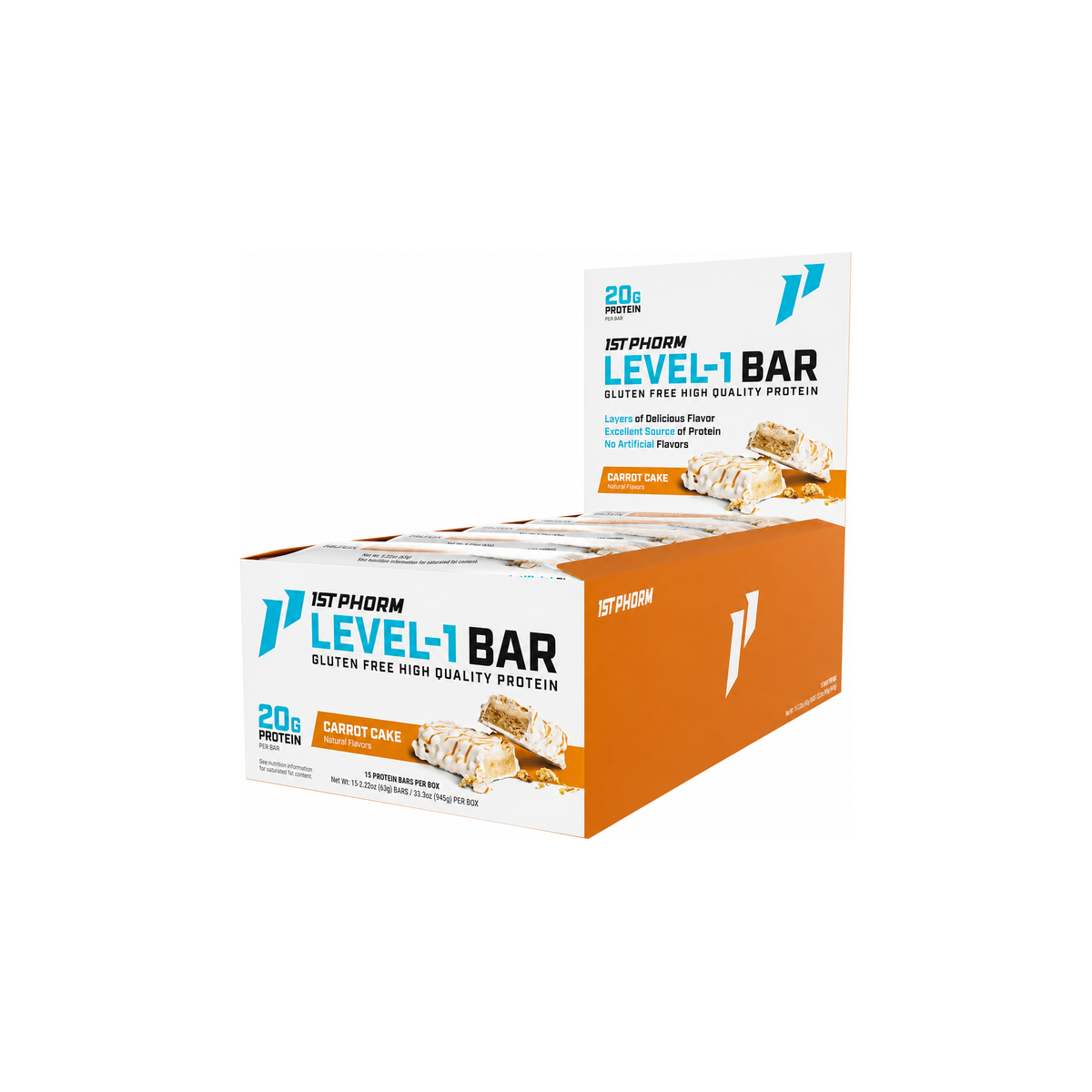 1st Phorm Level-1 Carrot Cake Protein Bars 15-count box