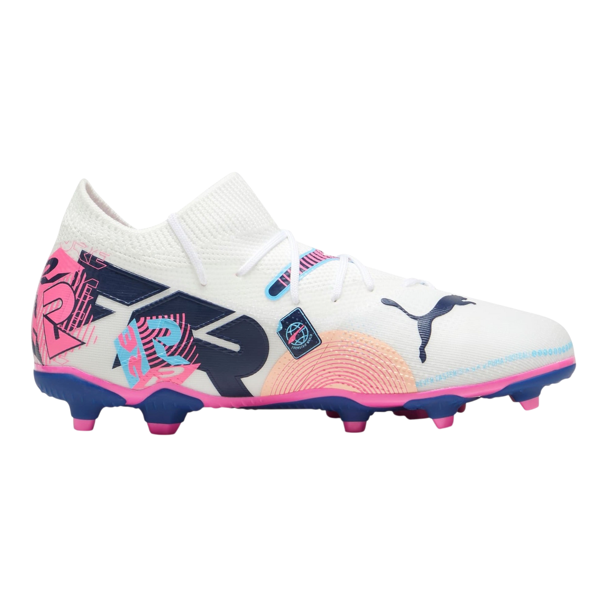 Puma Future 7 Match Volume Up Football Big Kids' (GS) Boots — White/Pink Mesh