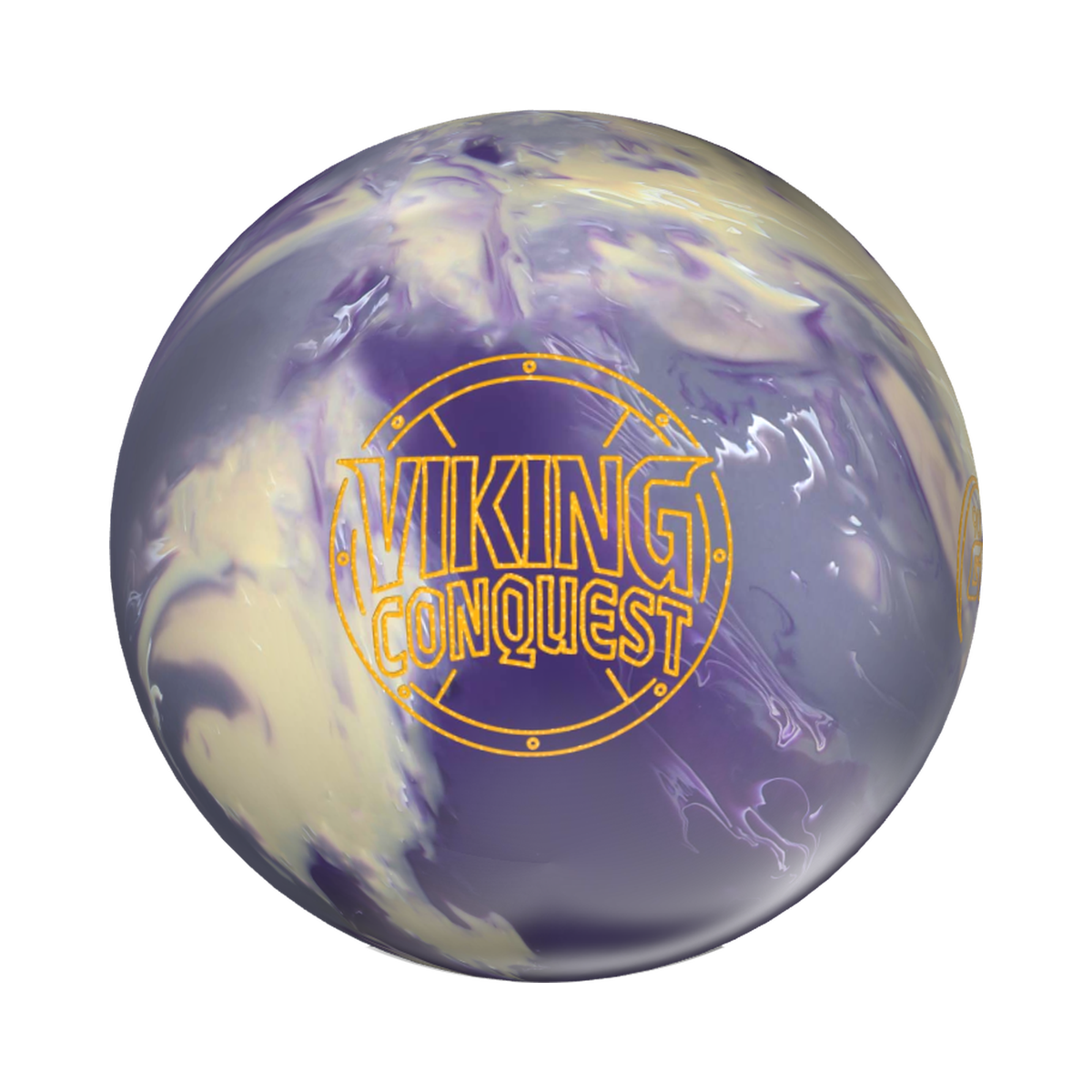 900 Global Viking Conquest Bowling Ball in purple, white, and grey