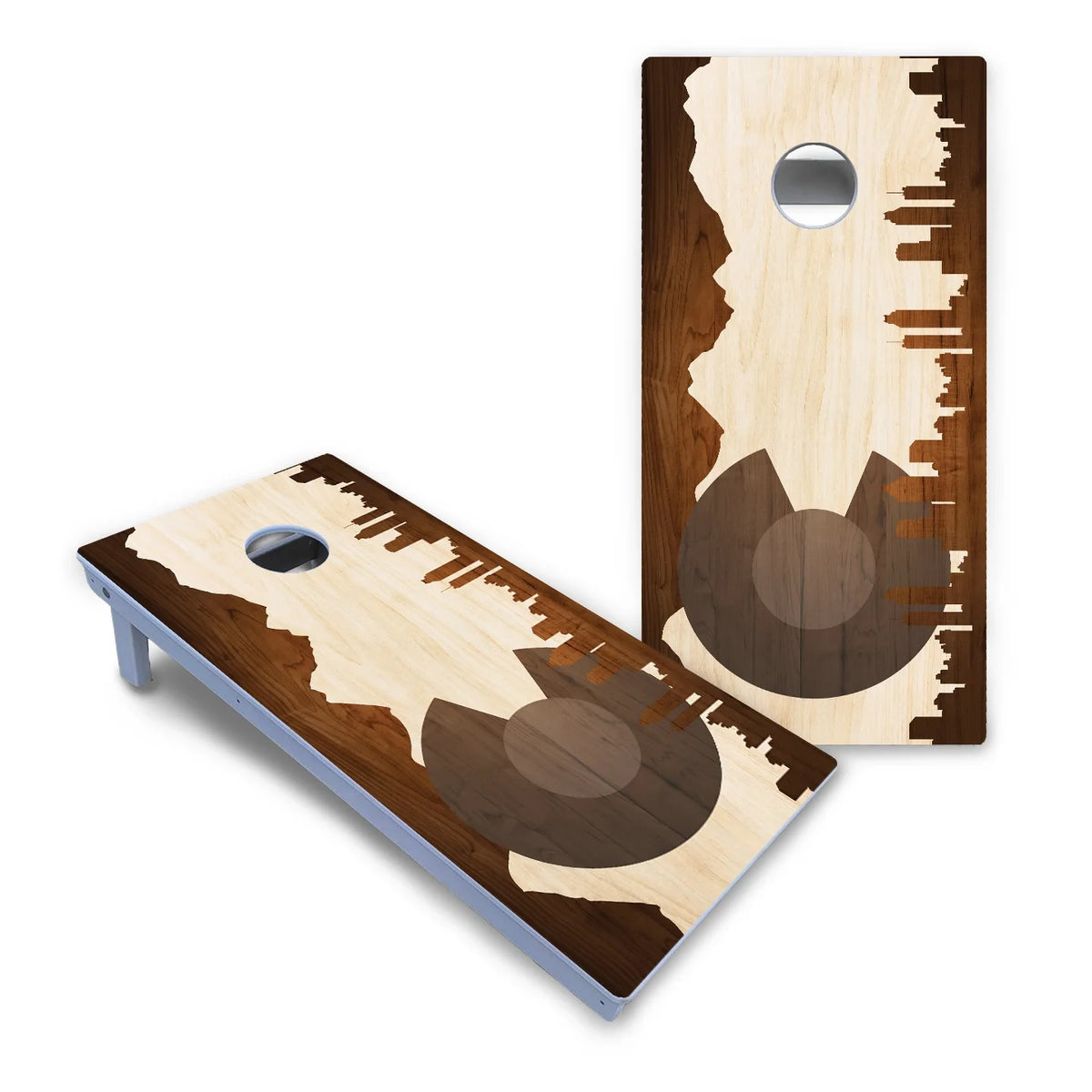 Colorado Natural Wood Skyline Cornhole Boards - All Weather Series