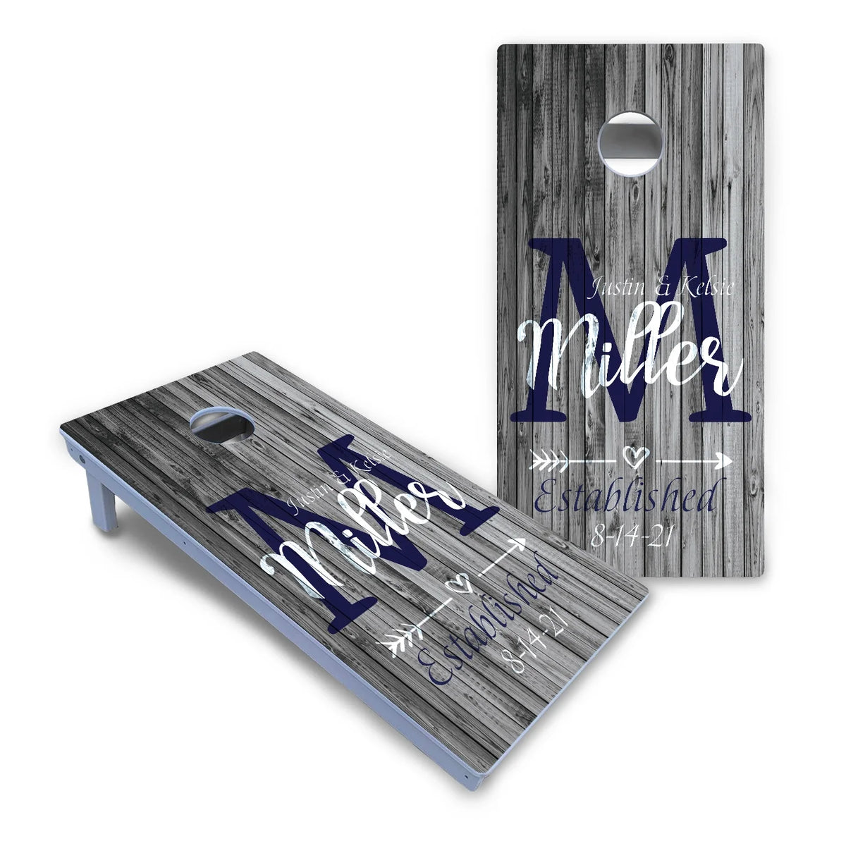 Grey Slat Wood Cornhole Boards - All Weather Series