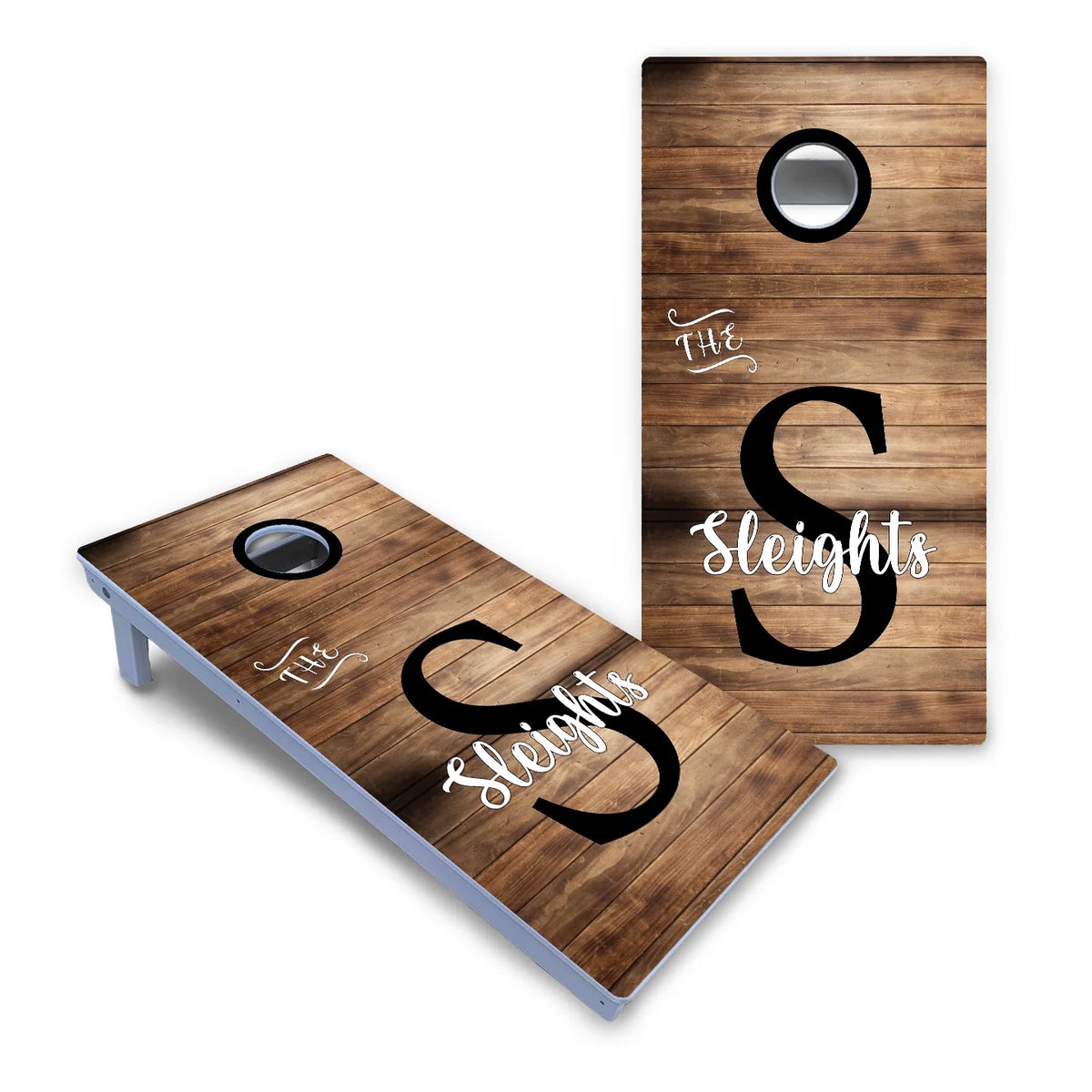 Wood Slat Name Cornhole Boards - All Weather Series
