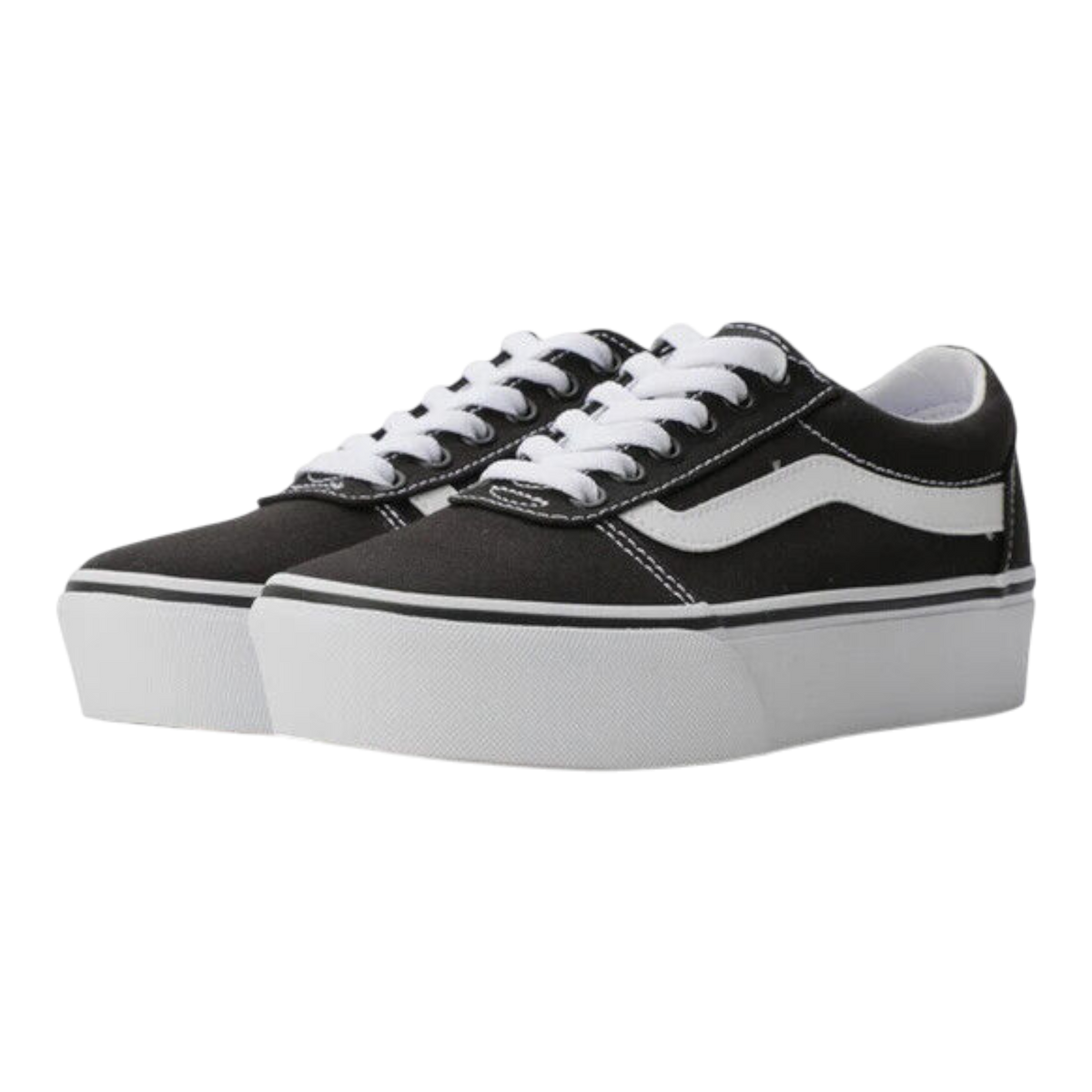 Vans Ward Platform Women's Sneakers — Black/White Canvas