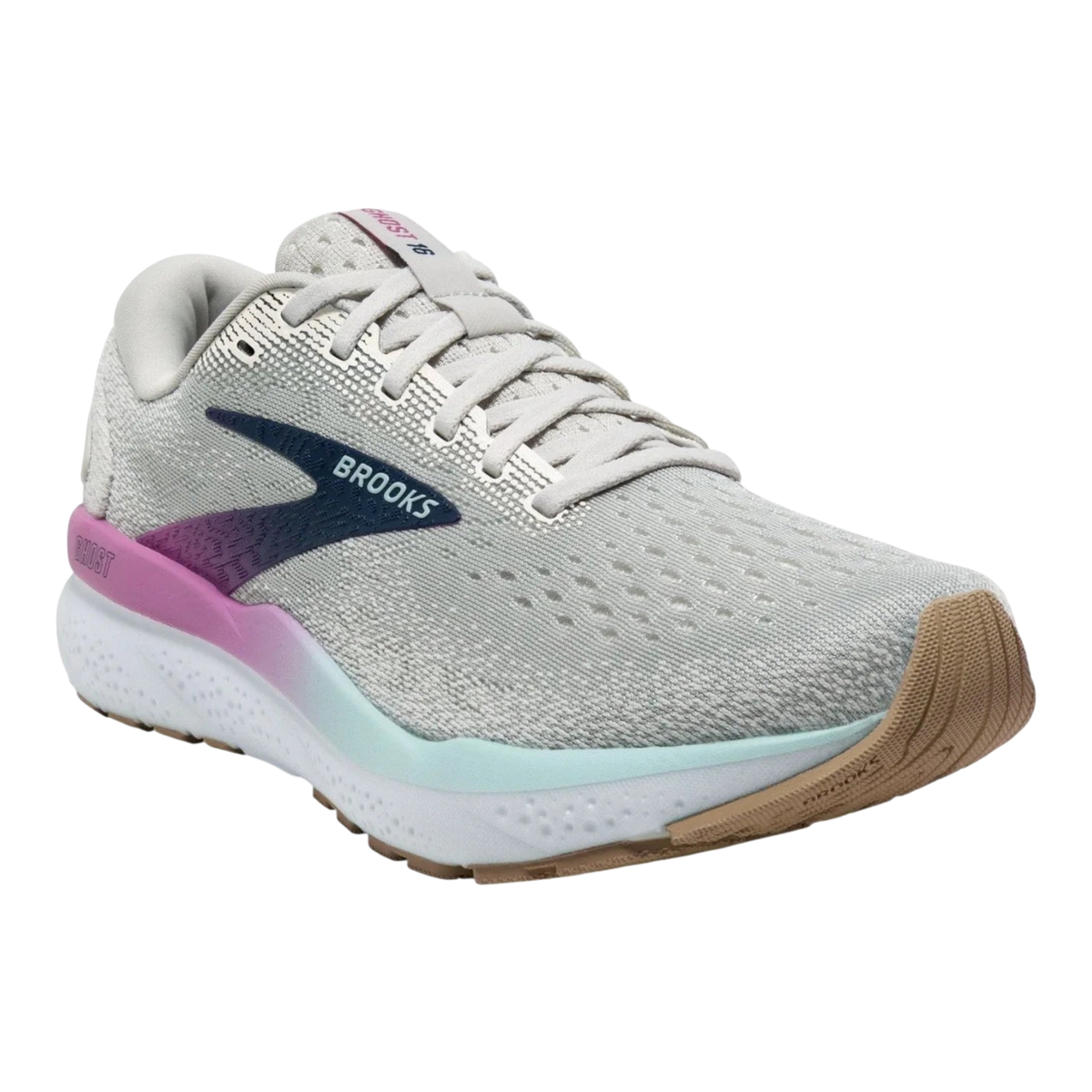 Brooks Ghost 16 Women's Running Shoes — White/Gray/Blue