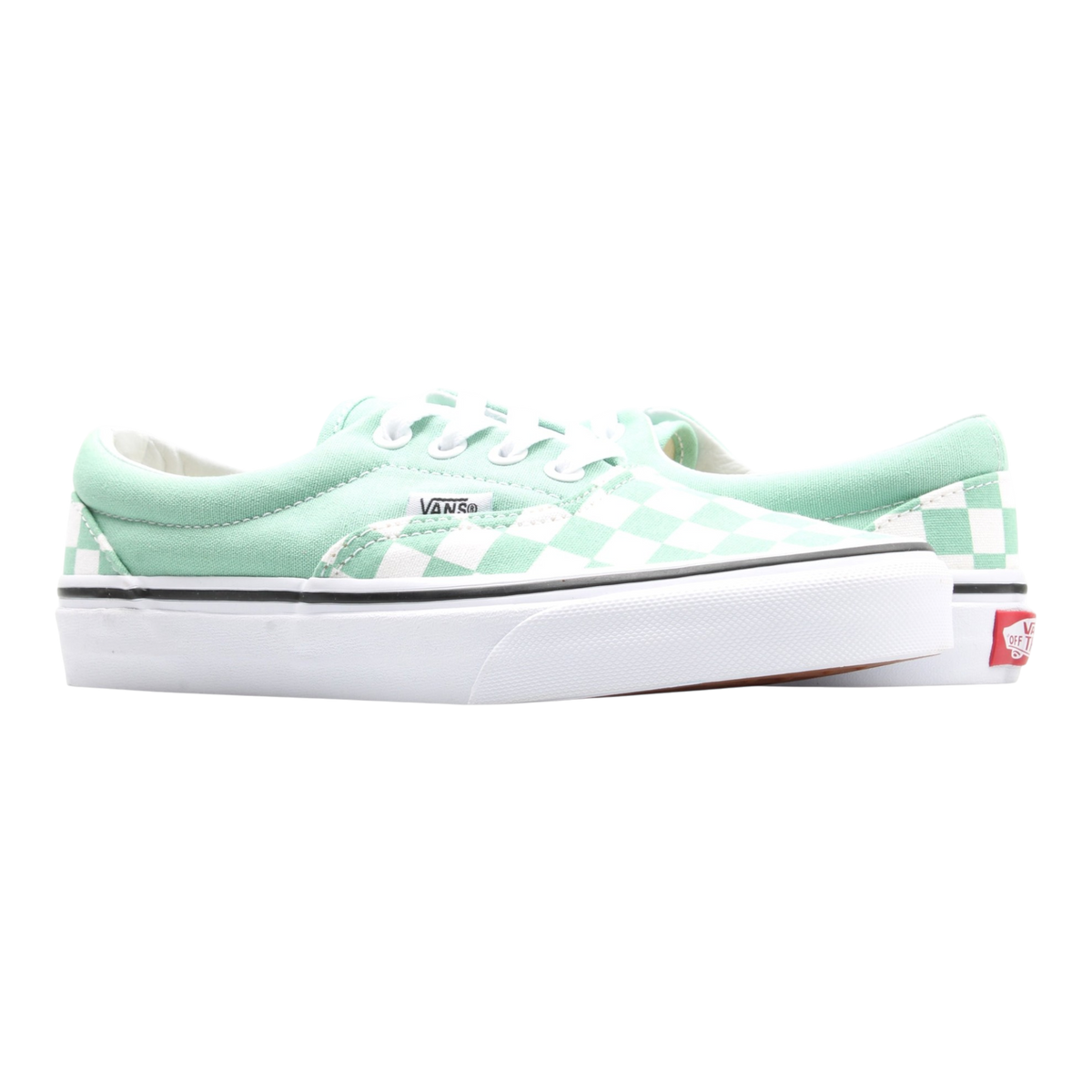 Vans Era Men's Sneakers — True White/Checkerboard/Green Canvas Low-Top