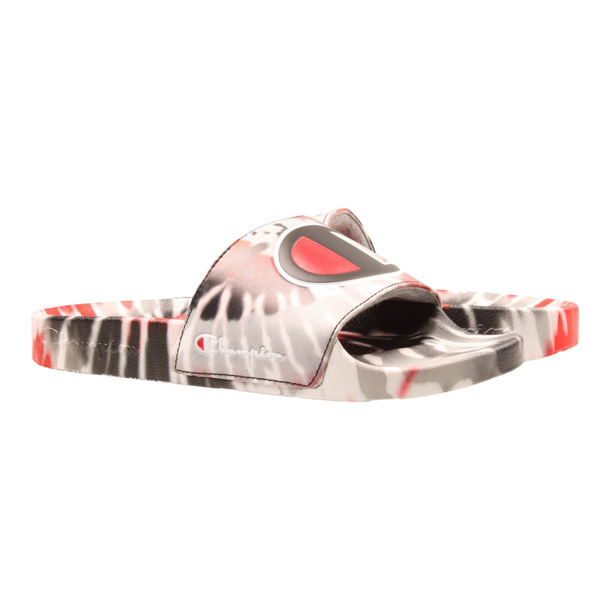 Champion Life IPO Tie Dye Scarlet Big Kids' (GS) Slides — Black/Red/Grey