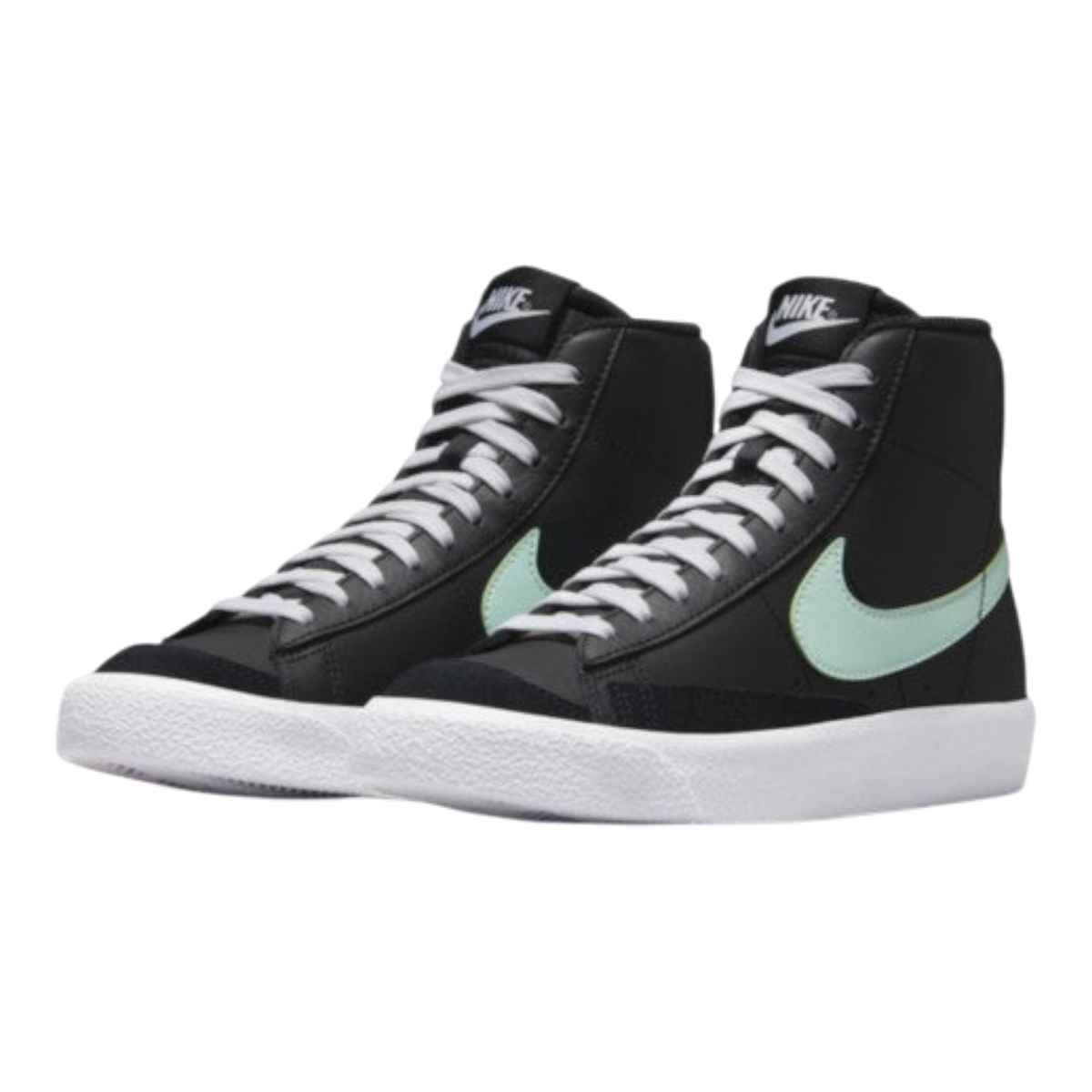 Nike Blazer Mid '77 Big Kids' (GS) Sneakers — Black/Mint Leather Mid-Top