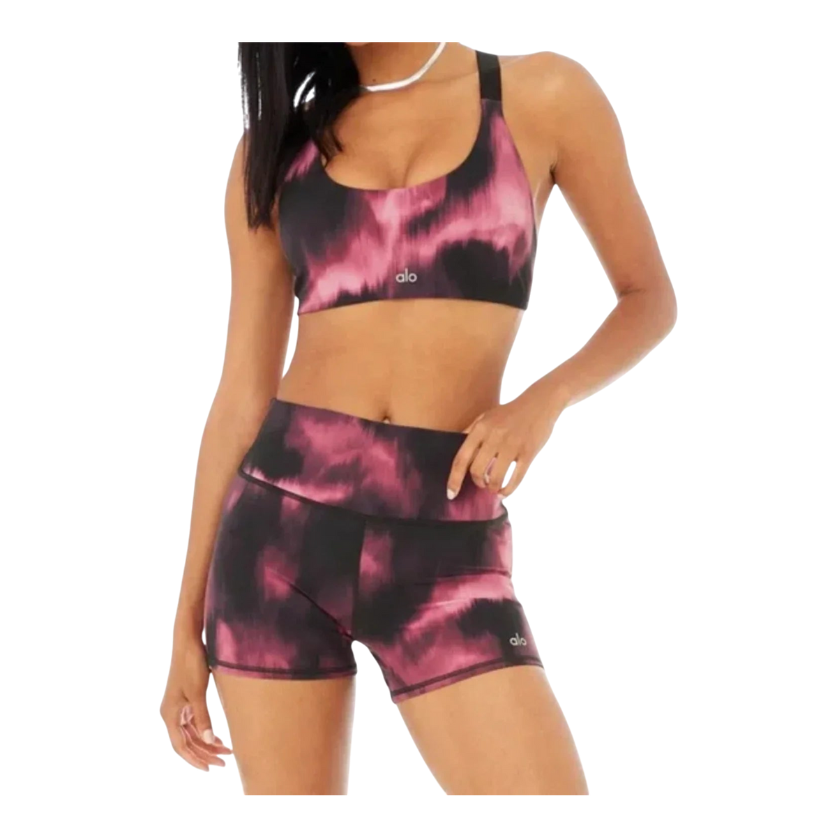 Alo Yoga Vapor High-Waist Biker Women's Shorts — Raspberry Sorbet/Aurora