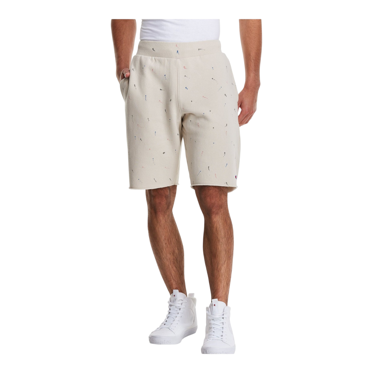 Champion C Life Reverse Weave Paint Splatter Men's Shorts — Pebblestone