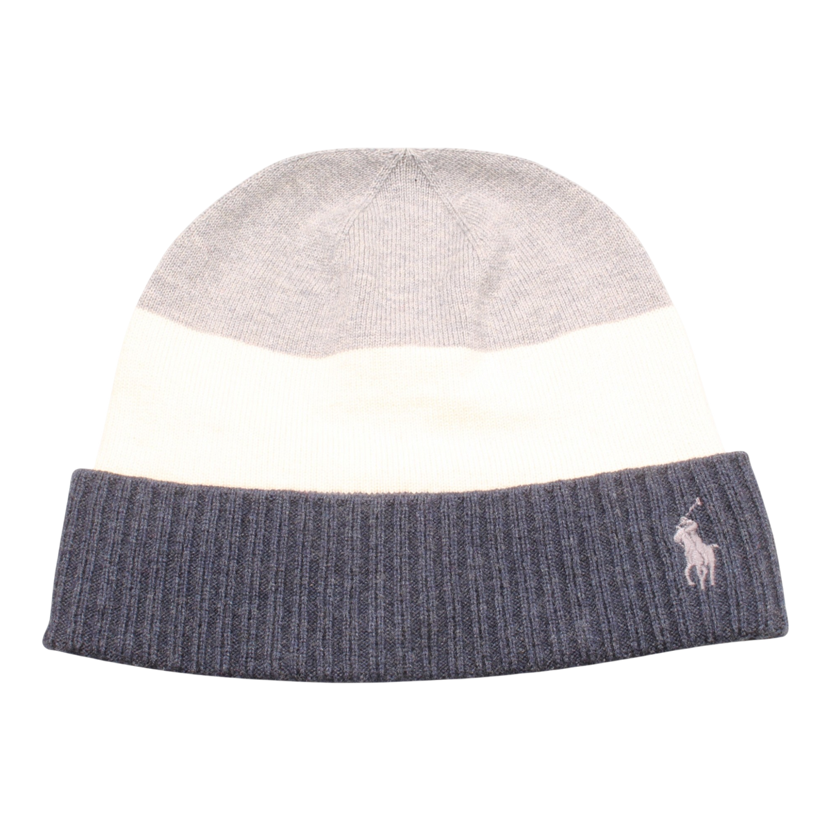 Polo Ralph Lauren Signature Stripe Men's Beanie — Grey/Cream/Blue Knit