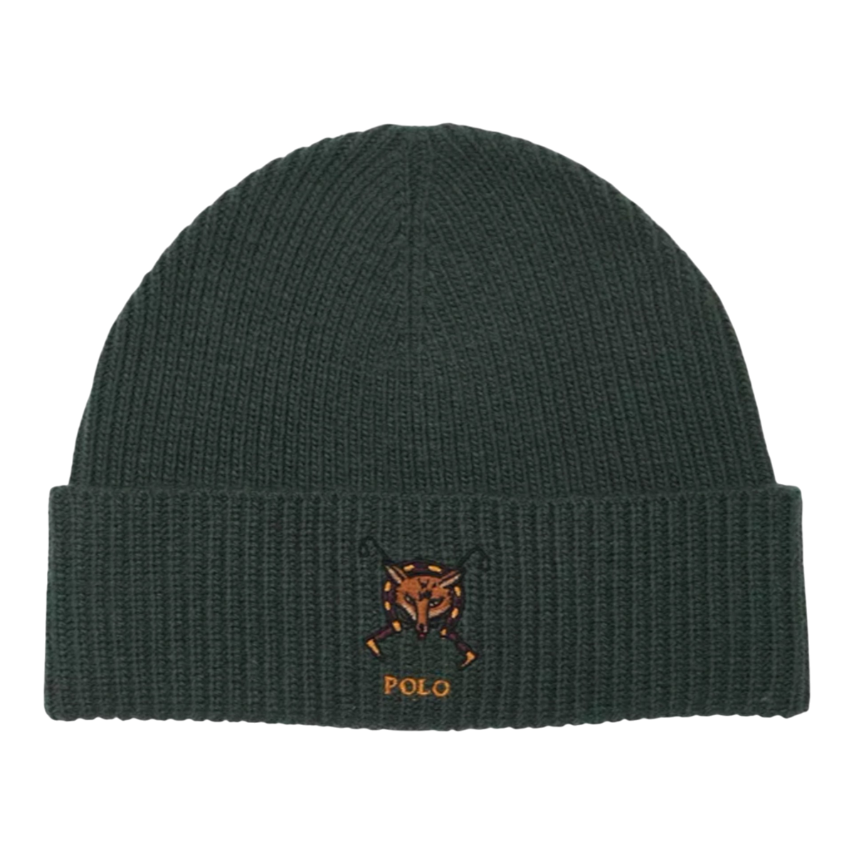 Polo Ralph Lauren Embroidered Fox Rib Men's Beanie — Green Knit