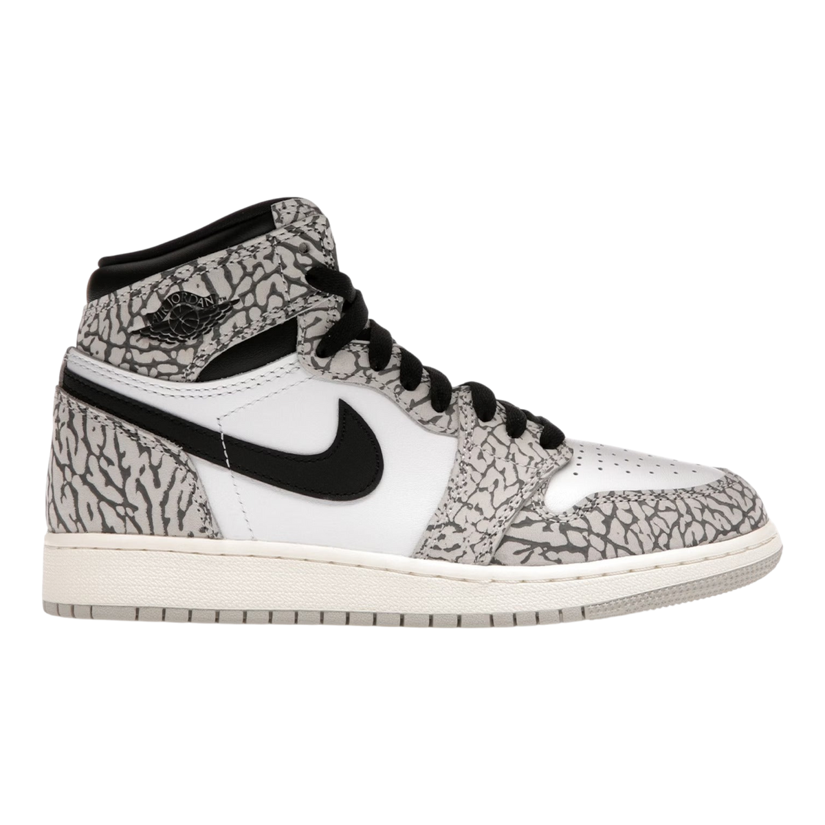 Air Jordan 1 Retro High OG 'White Cement' Big Kids' (GS) Sneakers — Tech Grey/Muslin/Black