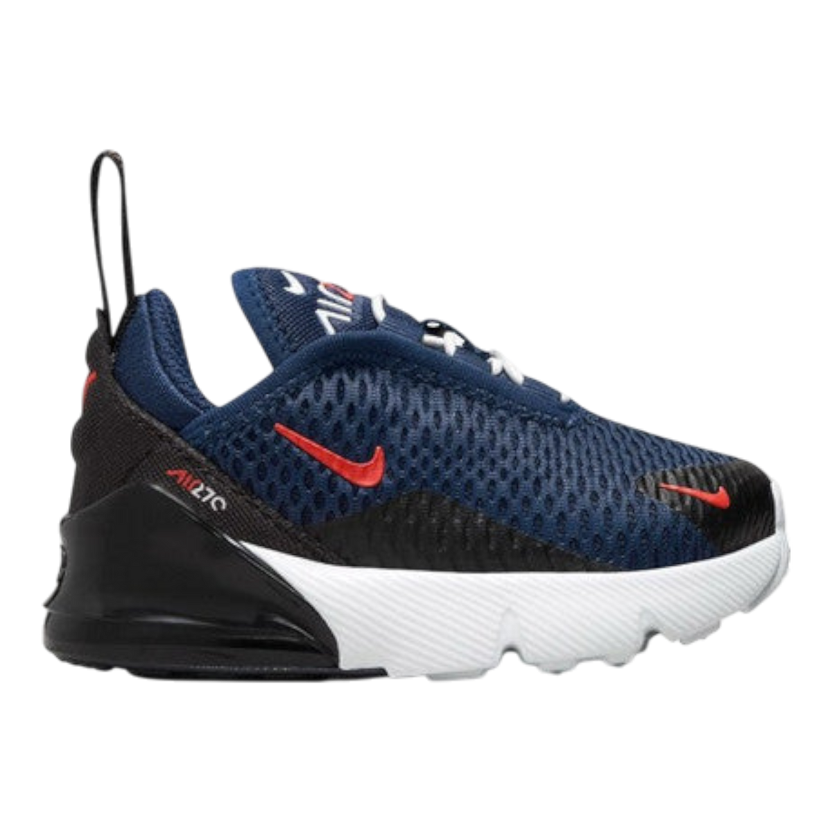 Nike Air Max 270 Big Kids' (GS) Sneakers — Midnight Navy/Picante Red Mesh