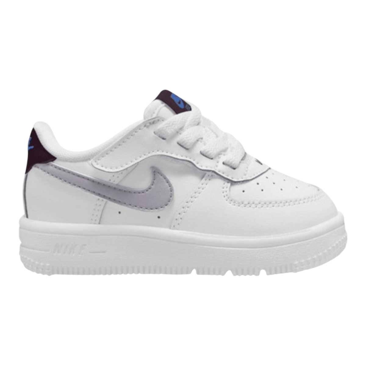 Nike Force 1 Low EasyOn Toddlers' (TD) Sneakers — White/Purple Leather Low-Top