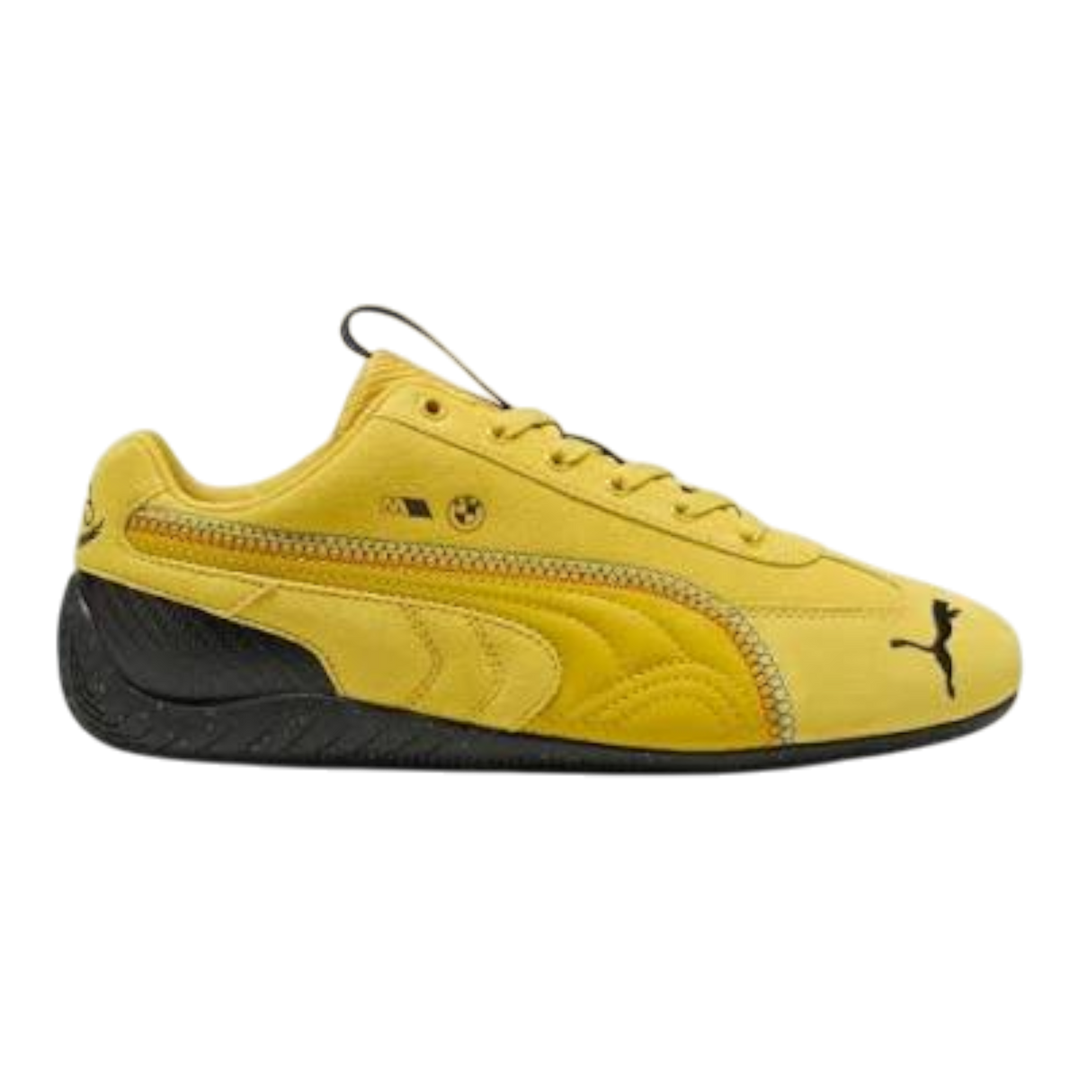 PUMA BMW M Speedcat Mens Sneakers — Dazzling Yellow/PUMA Black Suede Low-Top