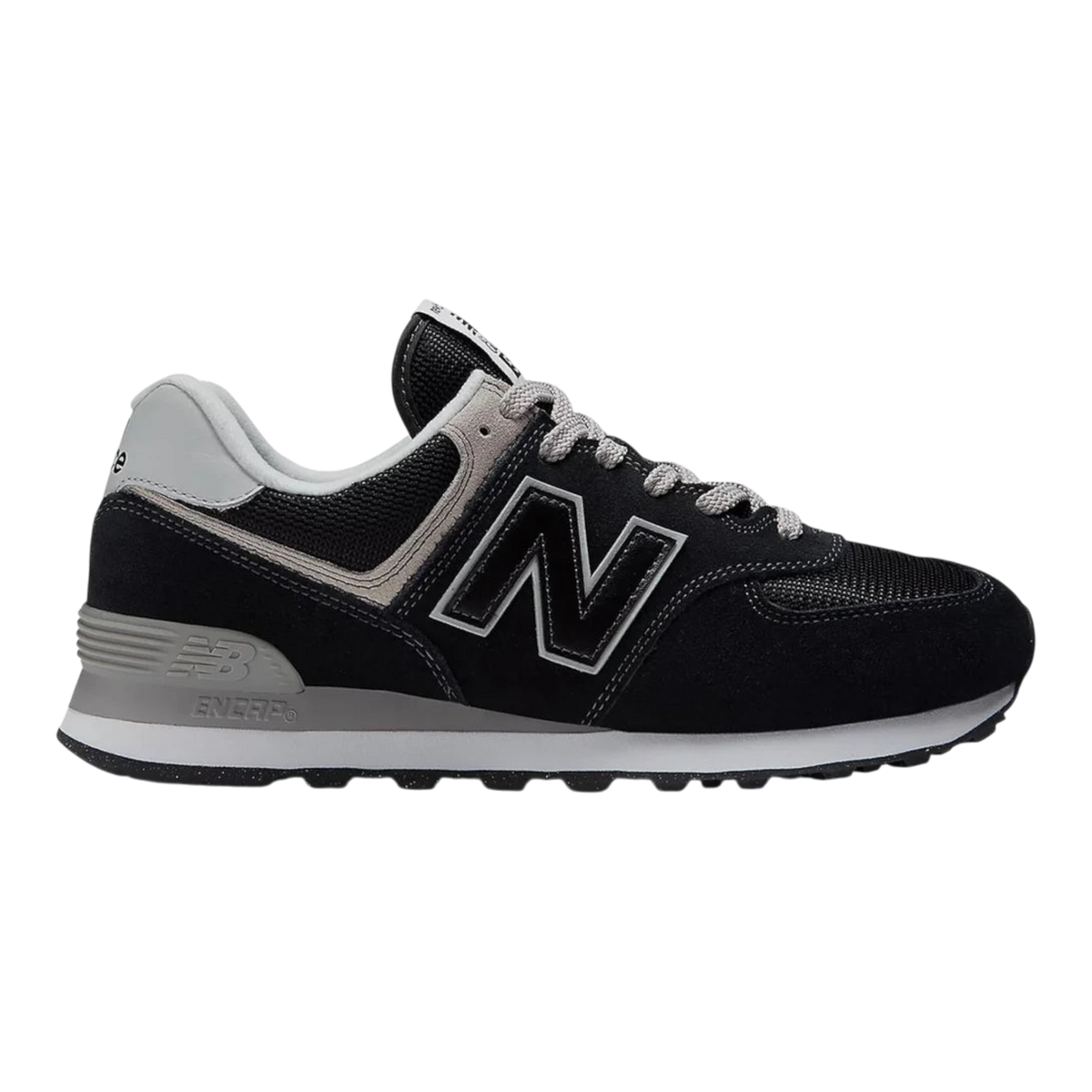 New Balance 574 Core Mens Sneakers — Black/White Suede Low-Top