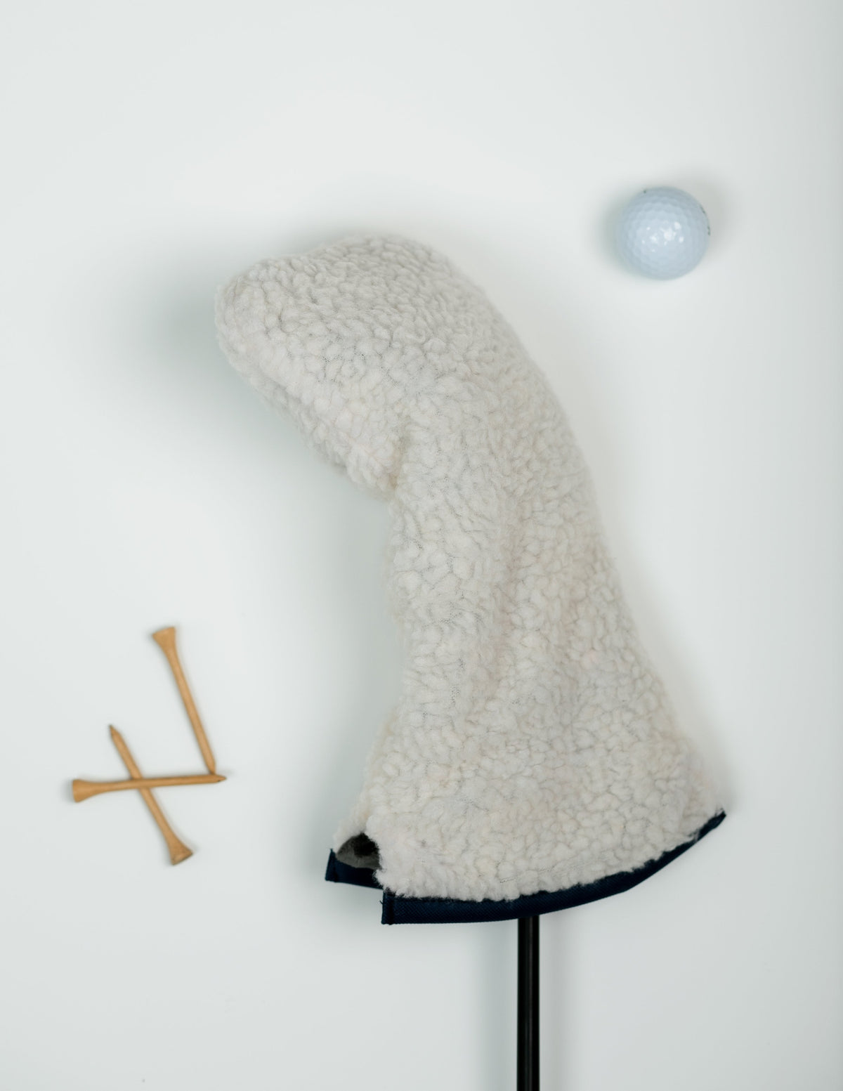 Cream Sherpa Driver Headcover w/ Navy Trim - Just4Golf