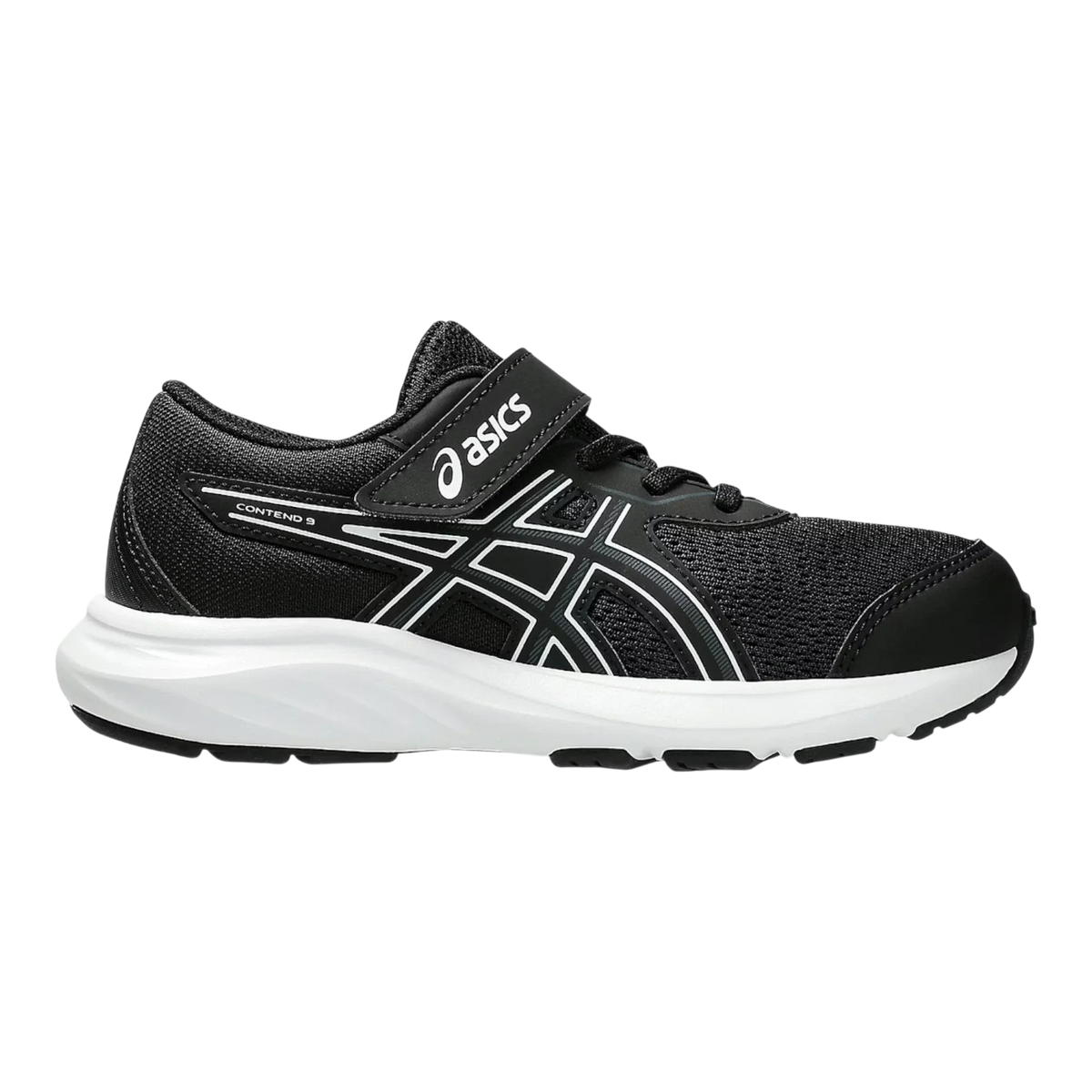 ASICS Contend 9 PS Little Kids' (PS) Sneakers — Black/White Mesh Low-Top