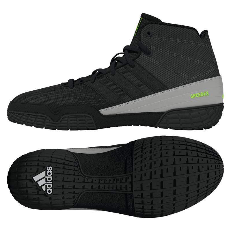 Adidas Speedex Youth Black/Grey/Solar Green Wrestling Shoes