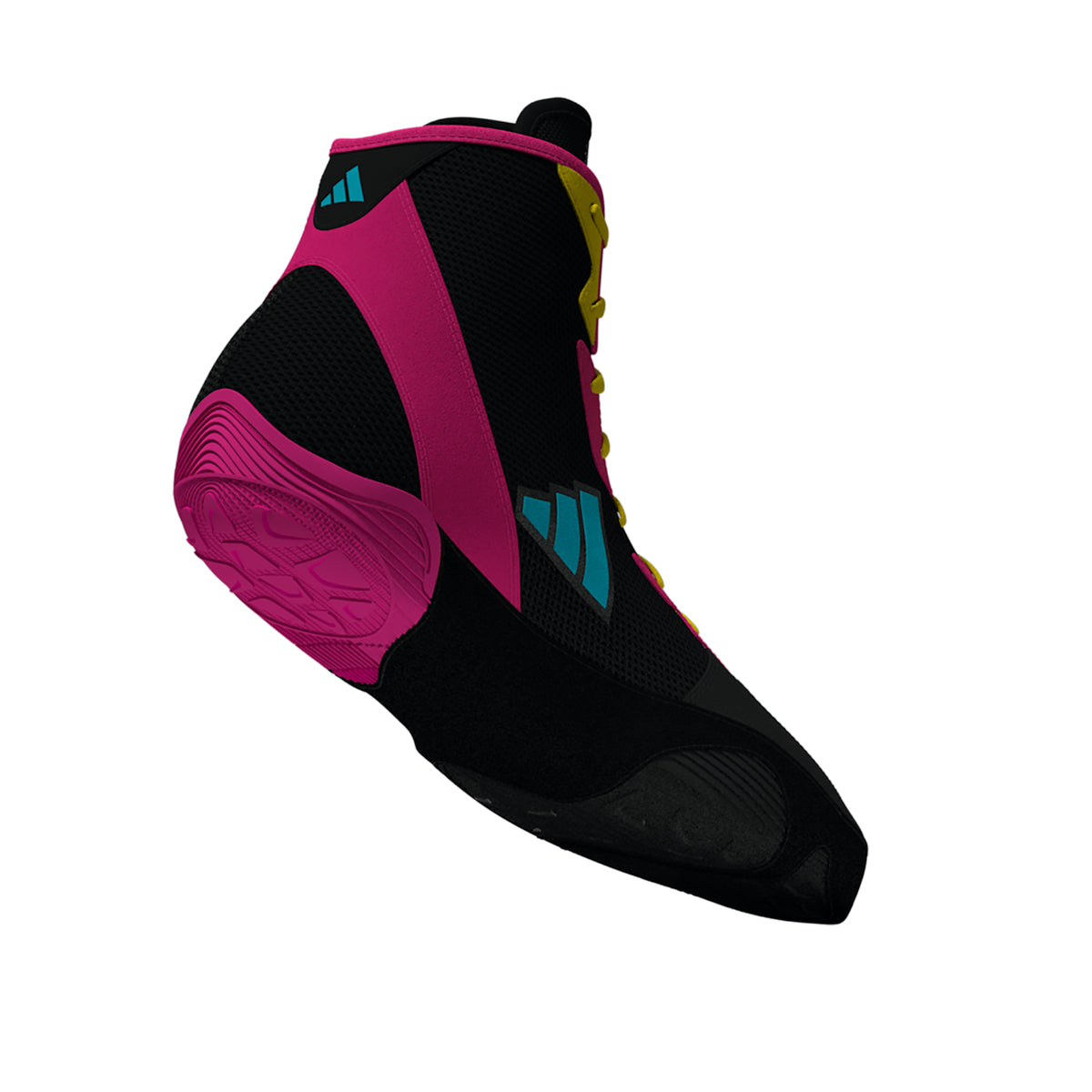 Adidas Adizero Black/Cyan/Pink Wrestling Shoes