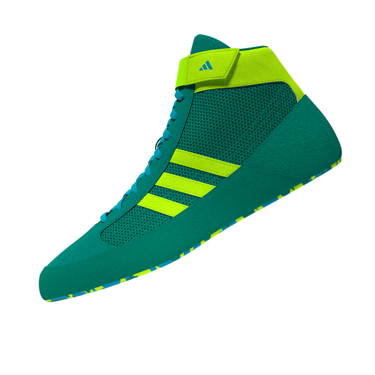 Adidas HVC 2 Pure-Teal Solar-Green Cyan Wrestling Shoes