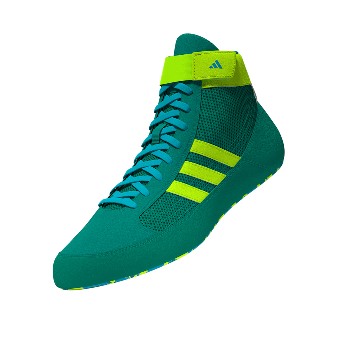 Adidas HVC 2 Pure-Teal Solar-Green Cyan Wrestling Shoes