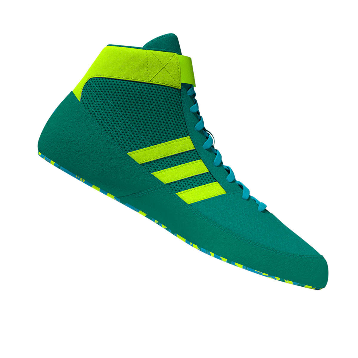Adidas HVC 2 Pure-Teal Solar-Green Cyan Wrestling Shoes