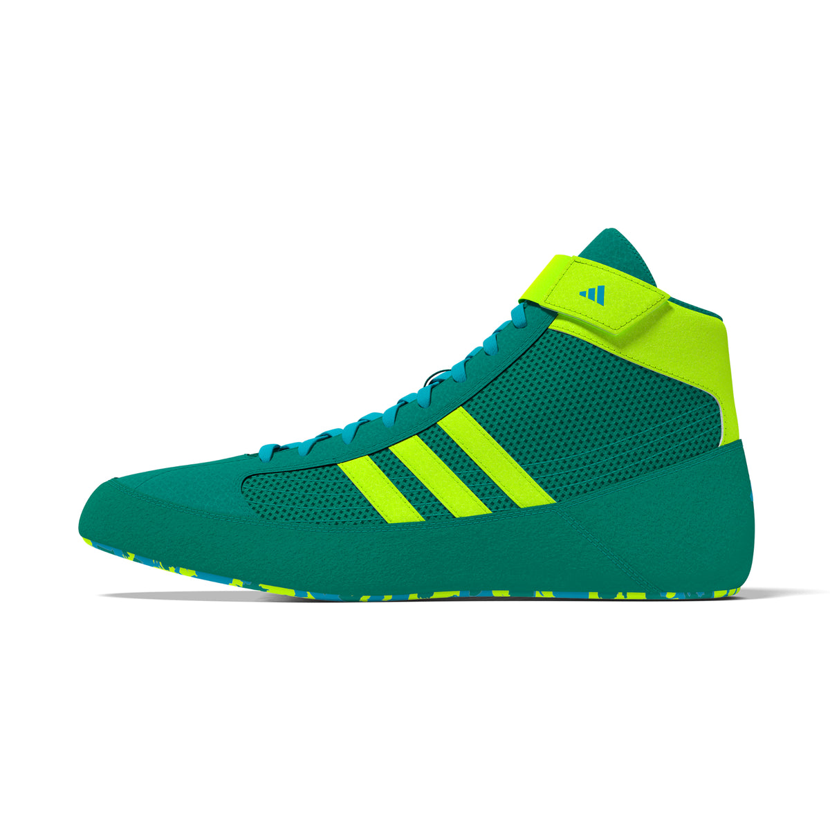 Adidas HVC 2 Pure-Teal Solar-Green Cyan Wrestling Shoes