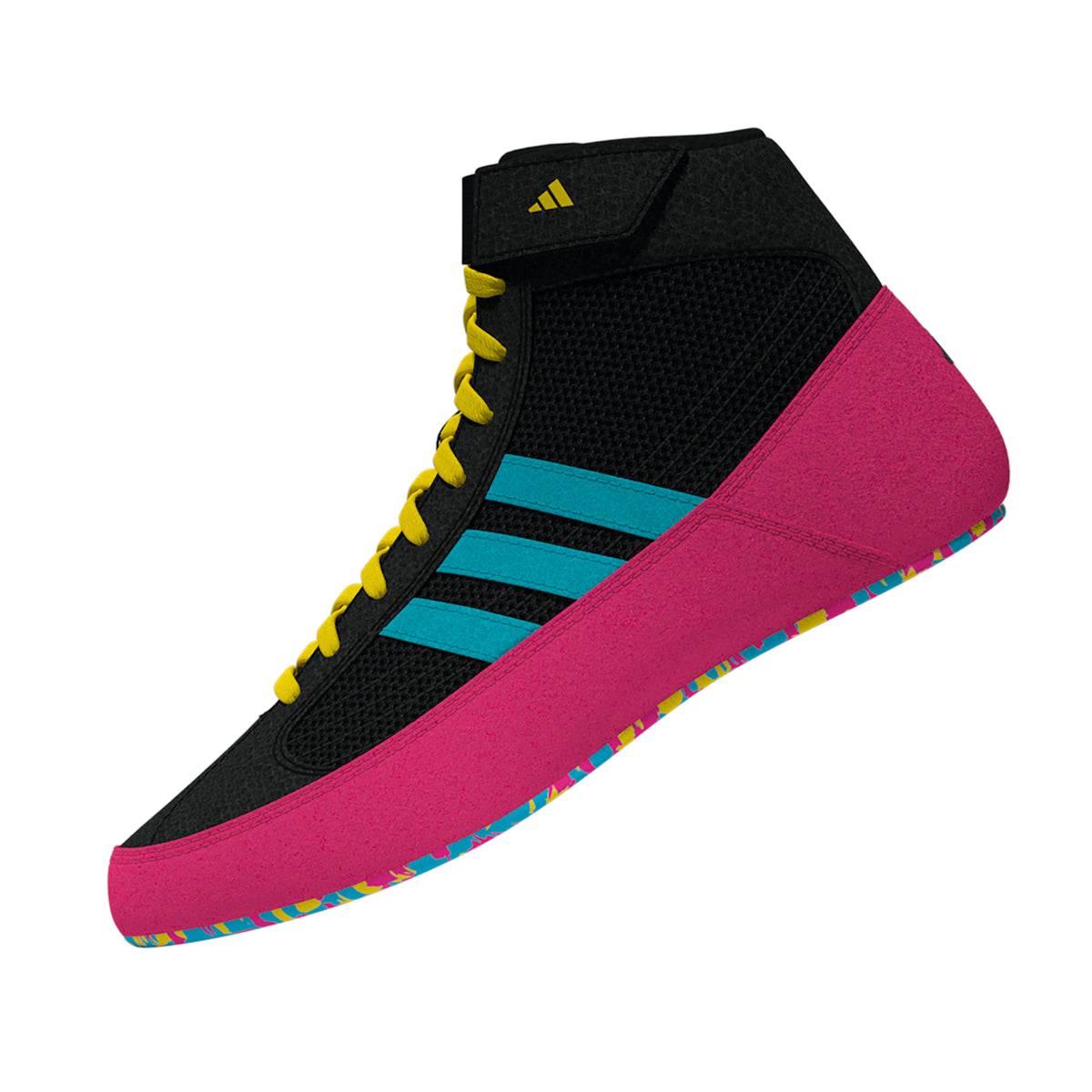 Adidas HVC 2 Youth Black Cyan Pink Wrestling Shoes