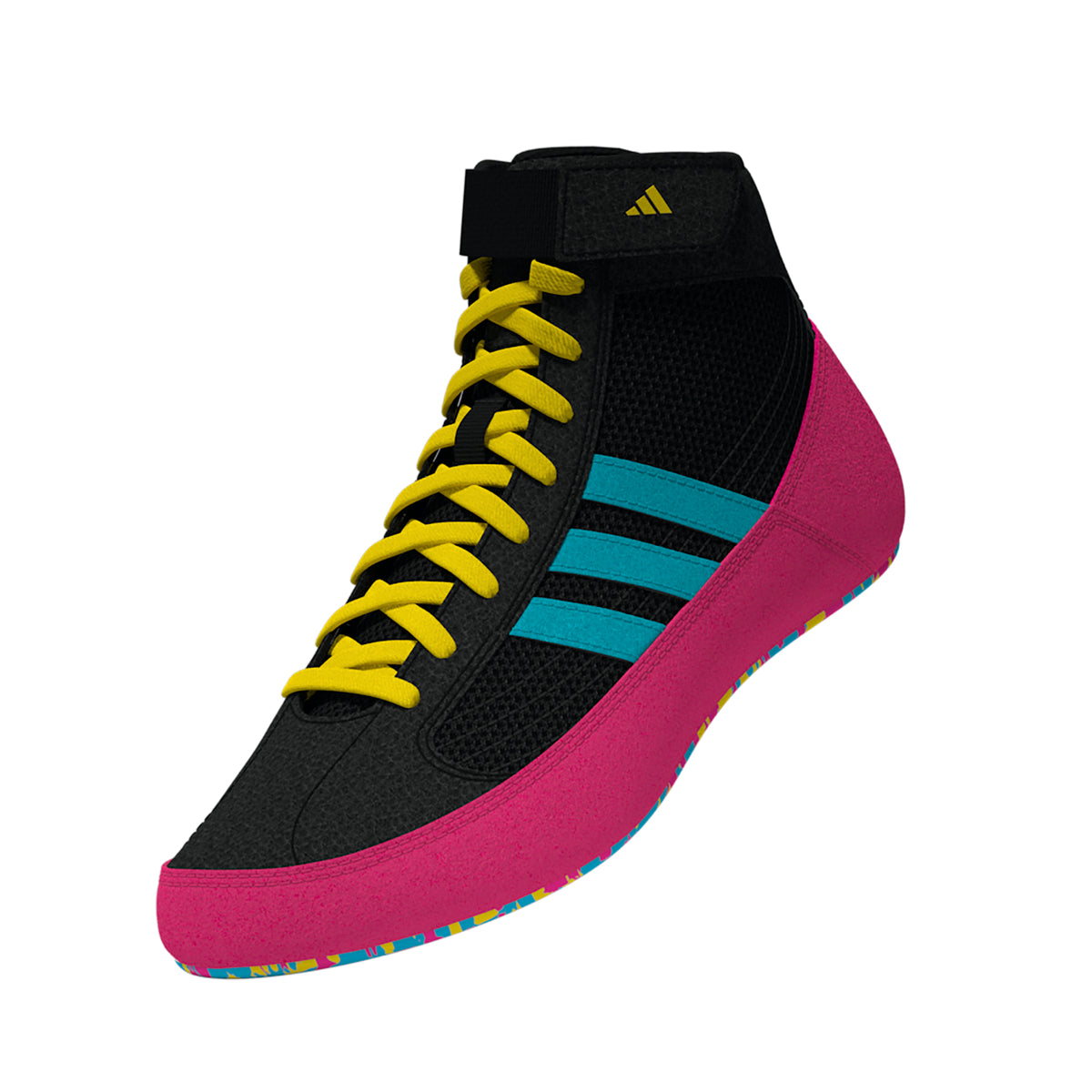 Adidas HVC 2 Youth Black Cyan Pink Wrestling Shoes