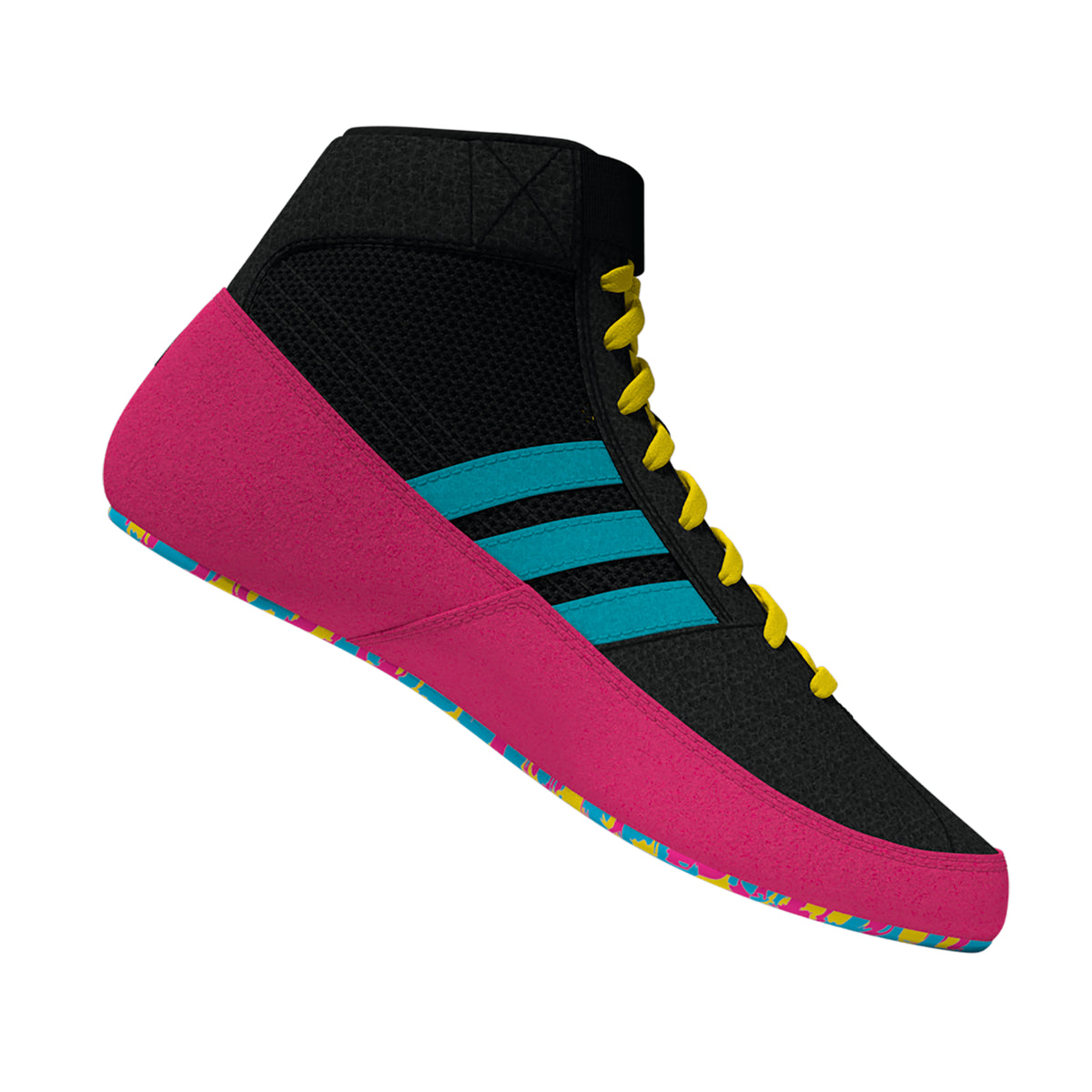 Adidas HVC 2 Youth Black Cyan Pink Wrestling Shoes