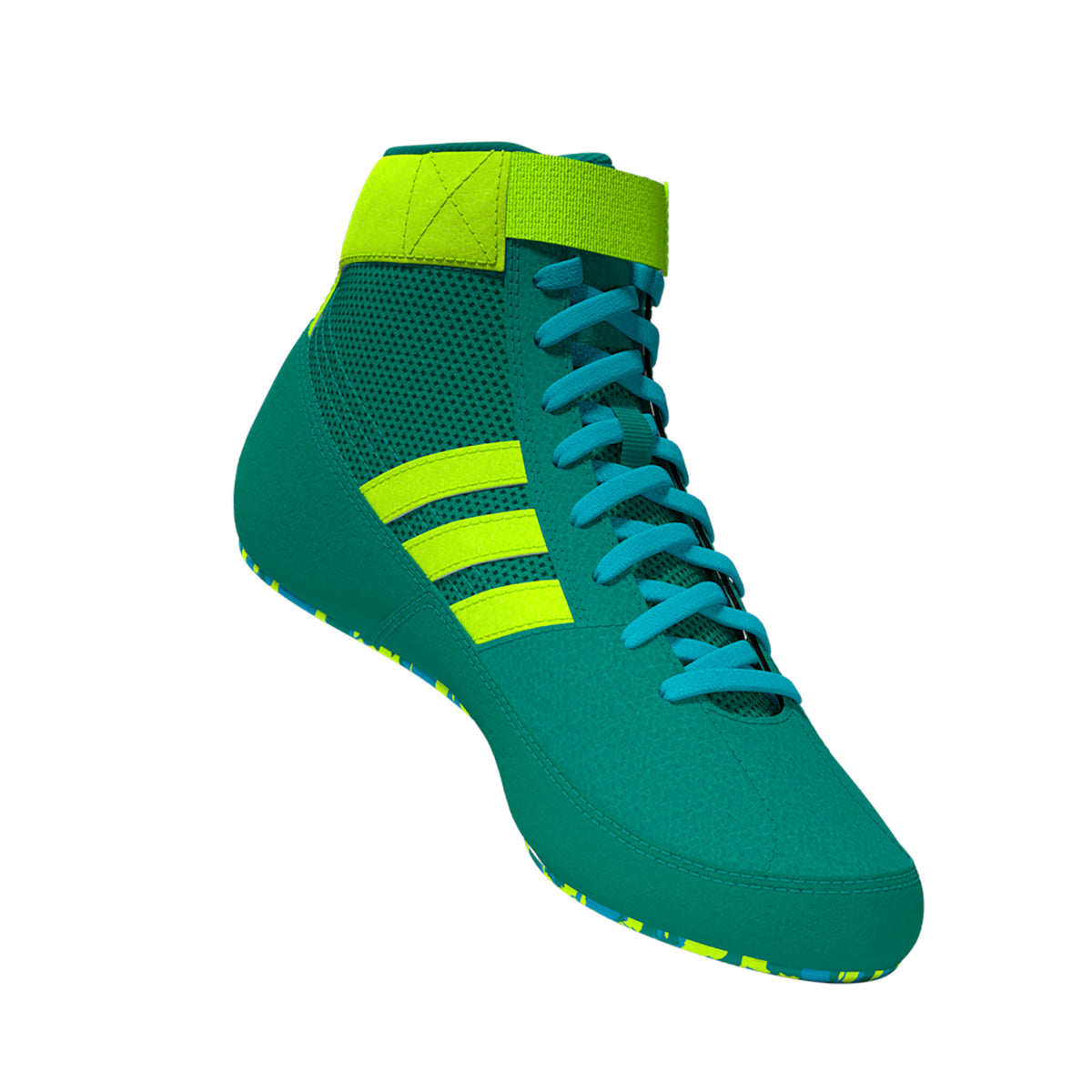 Adidas HVC 2 Youth Pure-Teal Solar-Green Cyan Wrestling Shoes