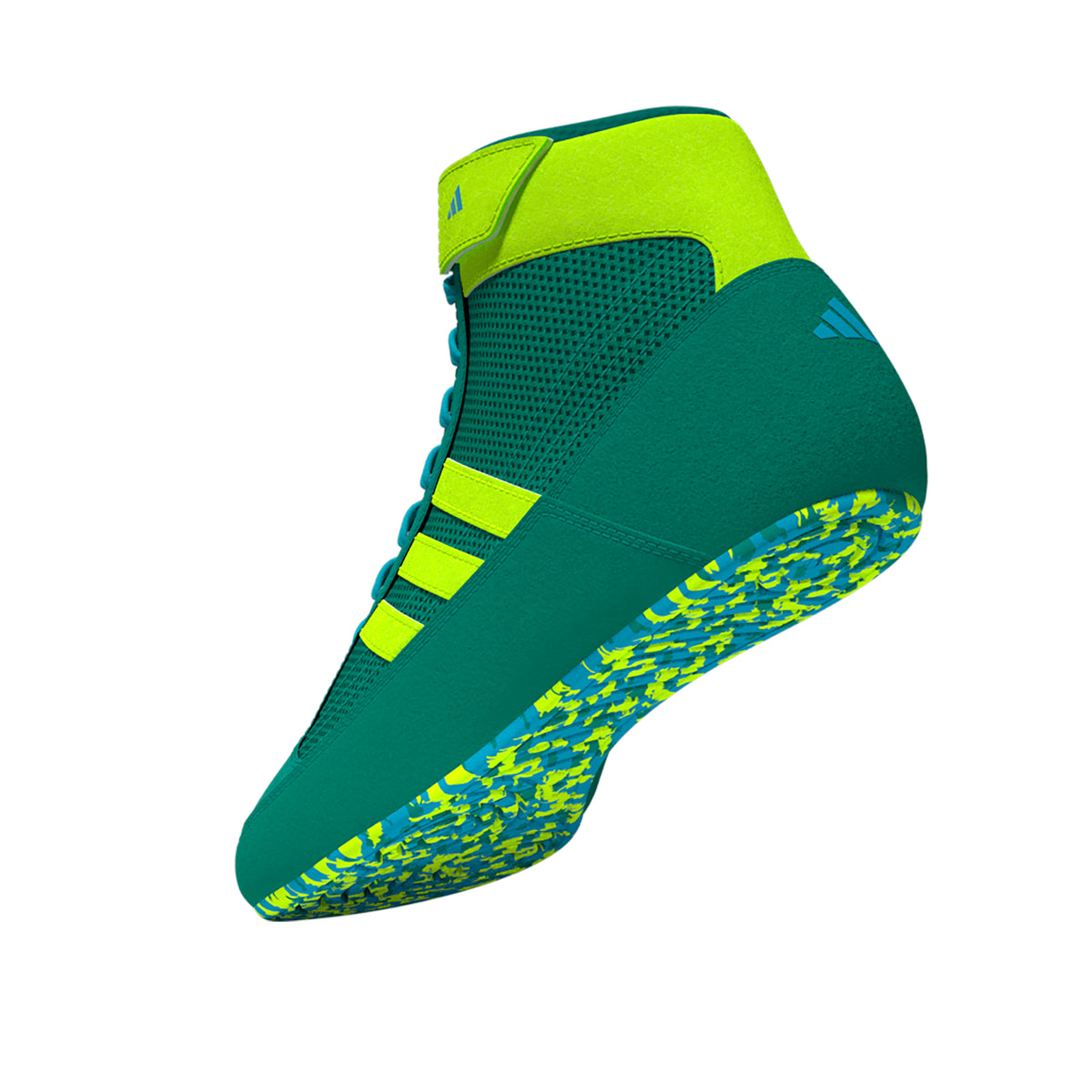 Adidas HVC 2 Youth Pure-Teal Solar-Green Cyan Wrestling Shoes