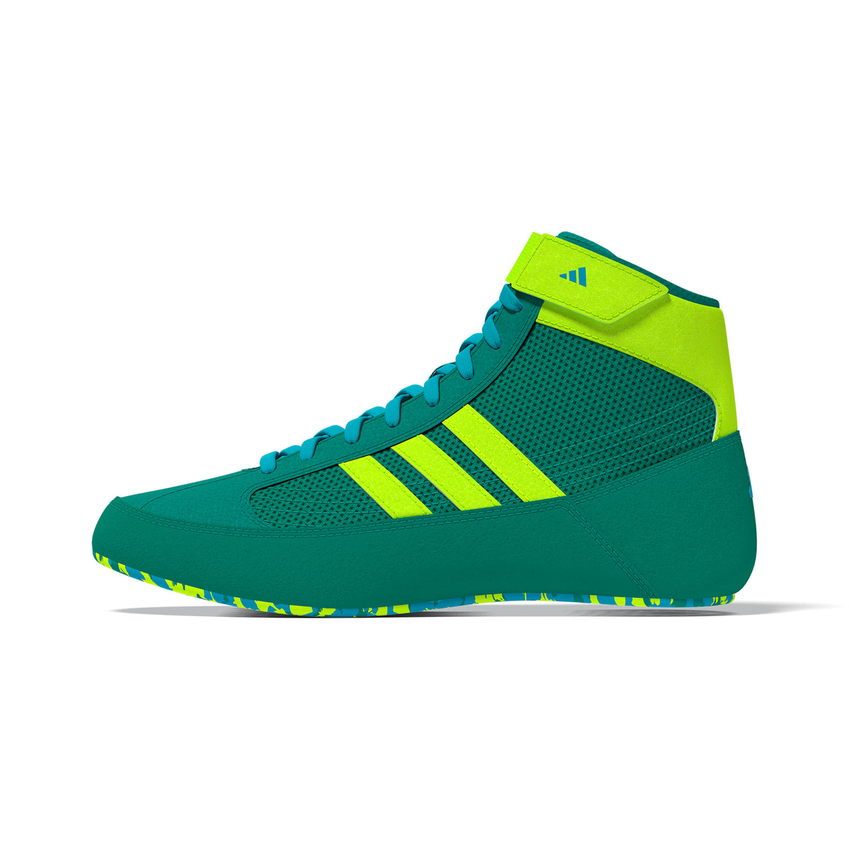 Adidas HVC 2 Youth Pure-Teal Solar-Green Cyan Wrestling Shoes