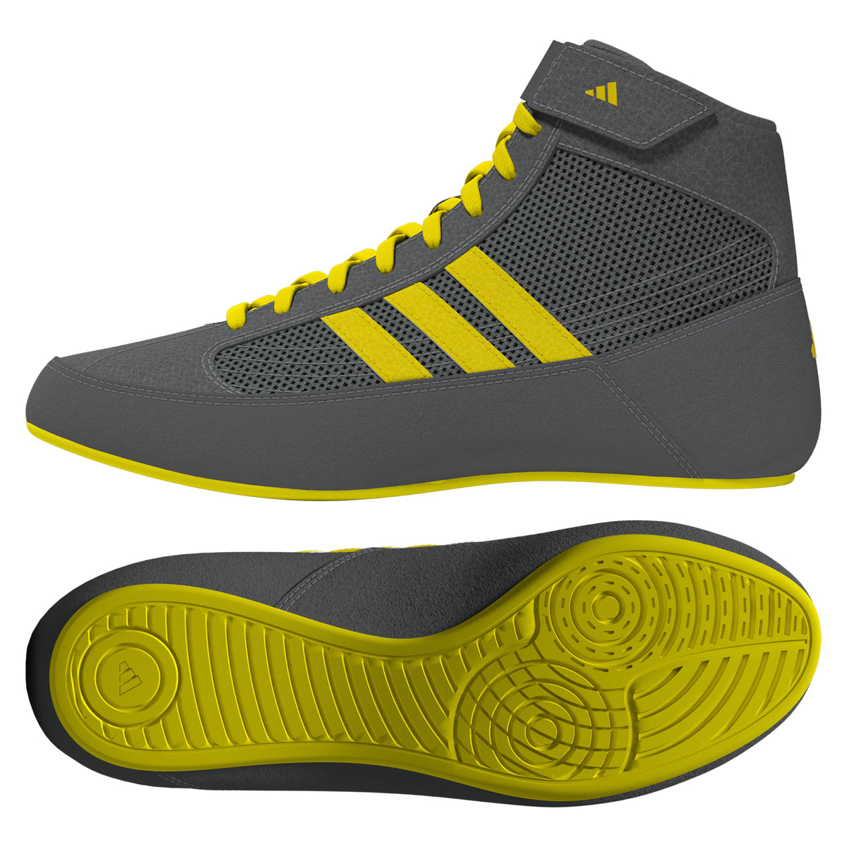 Adidas HVC 2 Youth Grey Yellow Wrestling Shoes