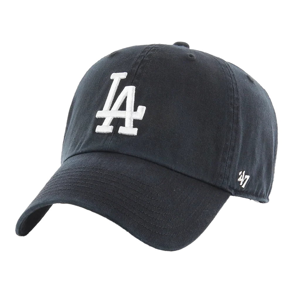 47 Brand Clean Up Los Angeles Dodgers Men's Strapback Hat — Black Adjustable Cap (B-RGW12GWSNL-BKM)