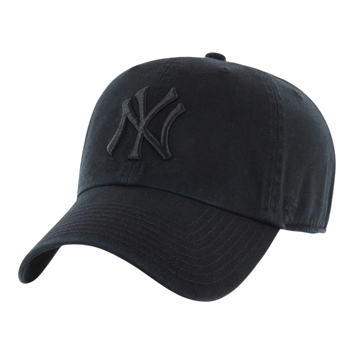 47 Brand Clean Up New York Yankees Men's Strapback Hat — Black Adjustable Cap (B-RGW17GWS-BKI)