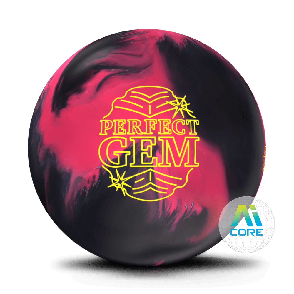 Roto Grip Perfect Gem bowling ball in Pink, Rose and Onyx with A.I. Core Technology