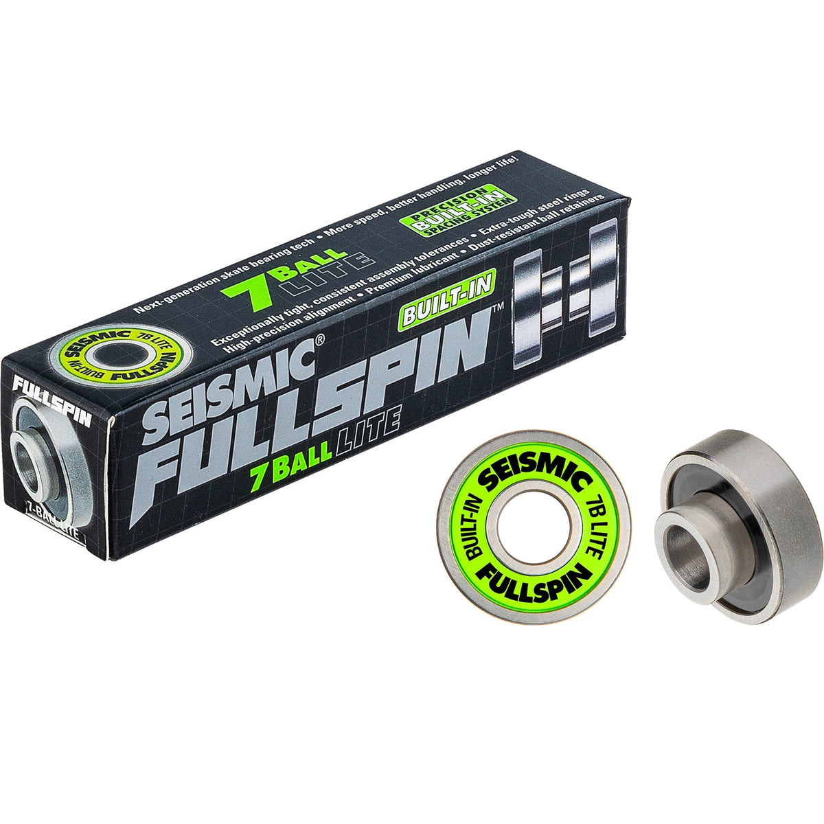 Seismic Fullspin 7-Ball LITE Built-In Bearings 8mm - Green (Set)