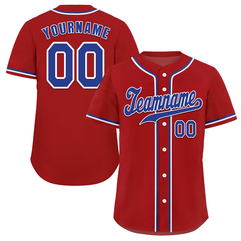 Custom Red Classic Style Blue Authentic Baseball Jersey
